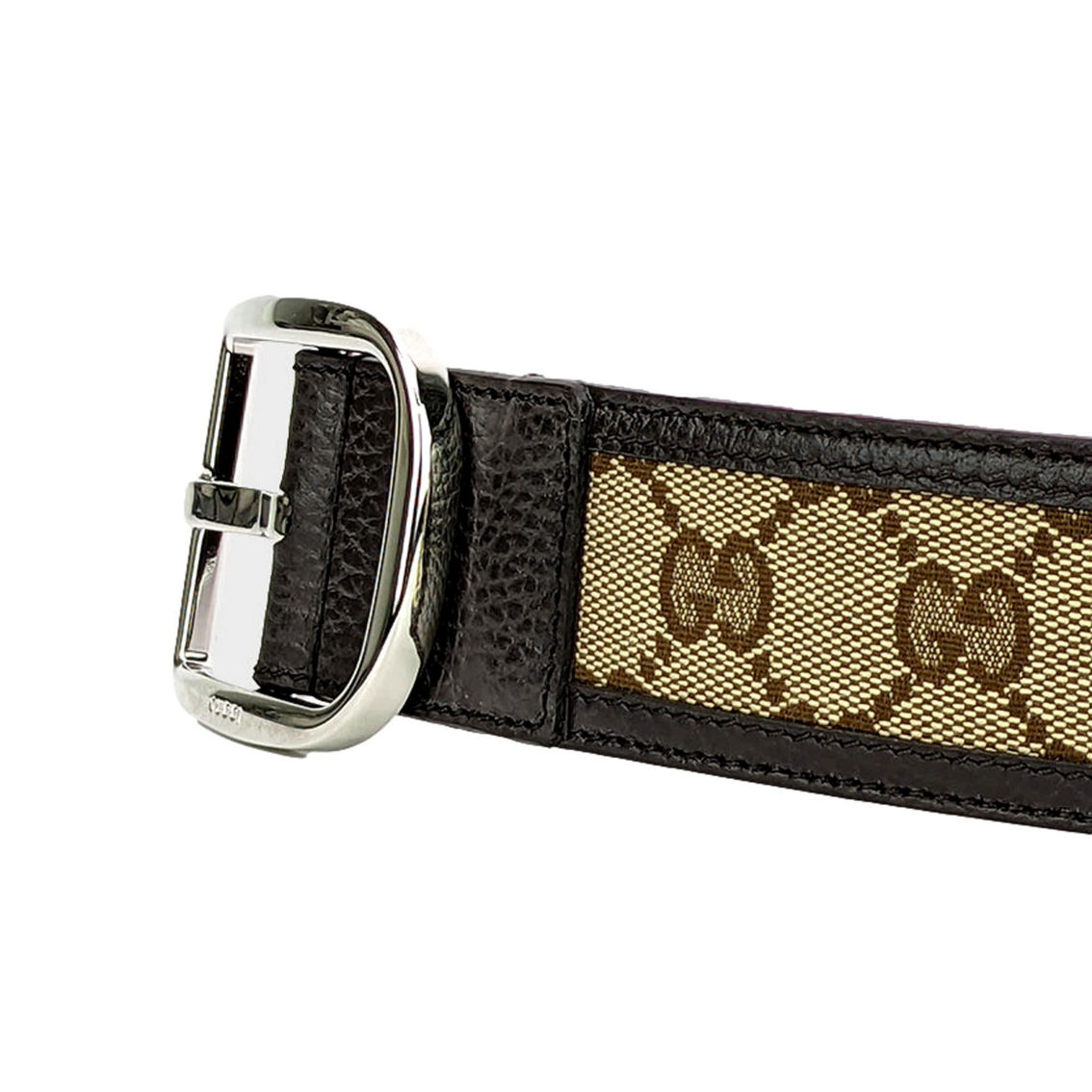 Gucci Mens Guccisssima Brown and Beige Canvas Leather Trim Belt Size 100/40 (New) - Image 5 of 5