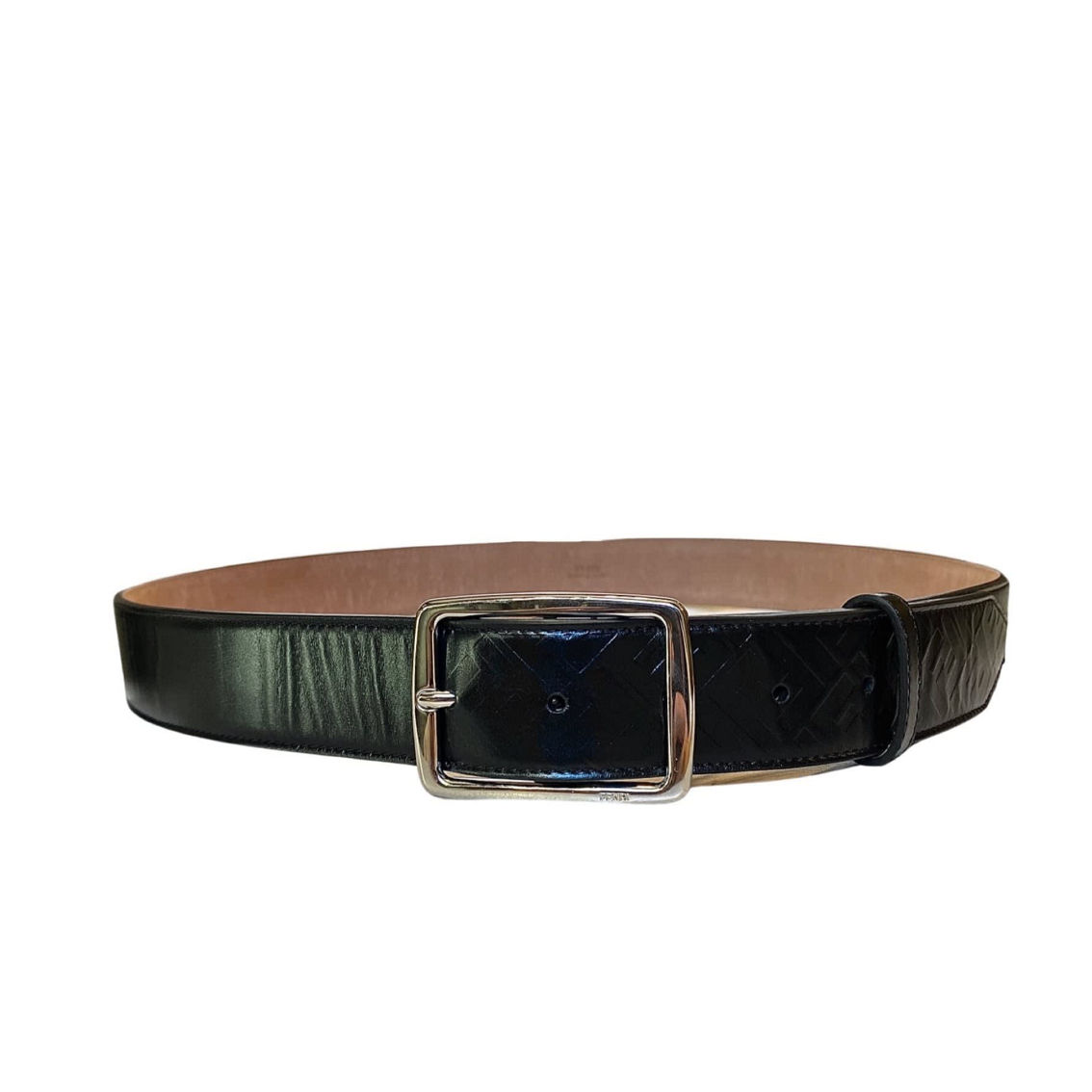 Fendi Mens Silver Buckle Smooth Black Calf Leather Belt 105 (New) - Image 3 of 4