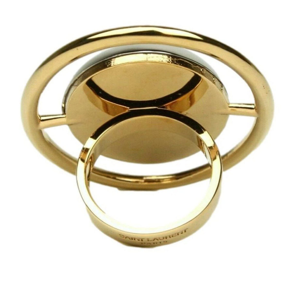 Saint Laurent Oval Brass Metal Circular Ring Size 6 Silver/Gold (New) - Image 4 of 5