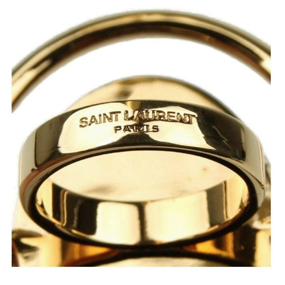 Saint Laurent Oval Brass Metal Circular Ring Size 6 Silver/Gold (New) - Image 5 of 5