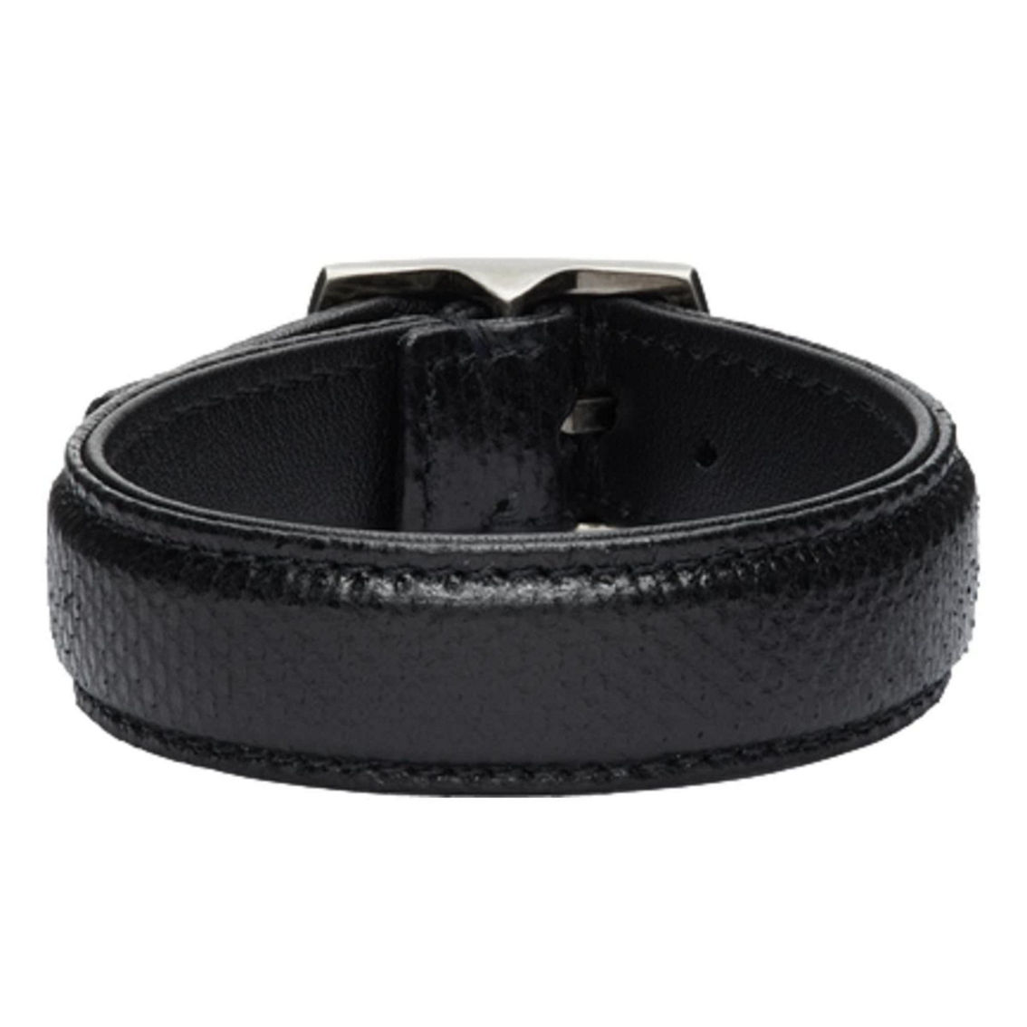 Saint Laurent Black Leather Snake Embossed Buckle Bracelet (New) - Image 3 of 4