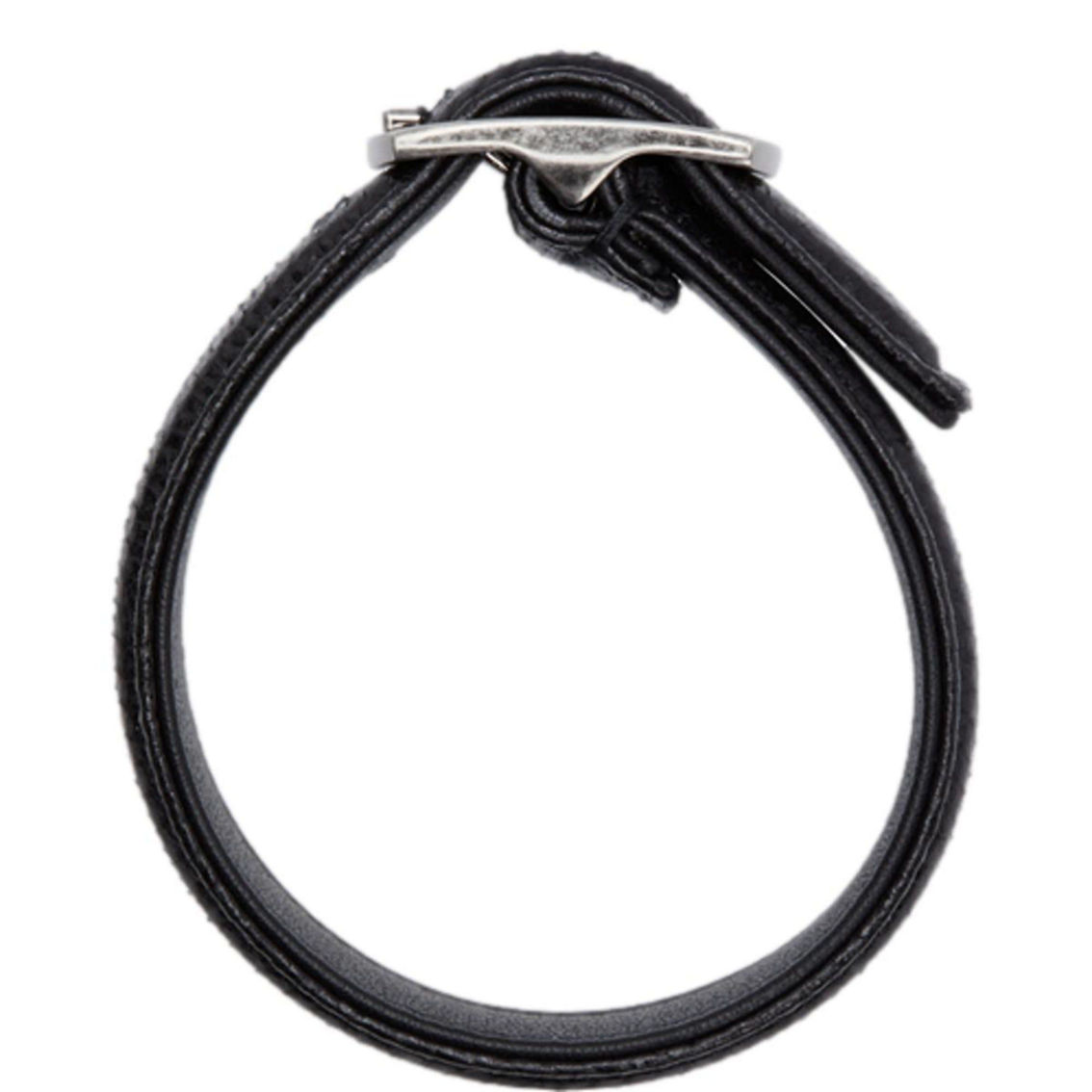 Saint Laurent Black Leather Snake Embossed Buckle Bracelet (New) - Image 4 of 4