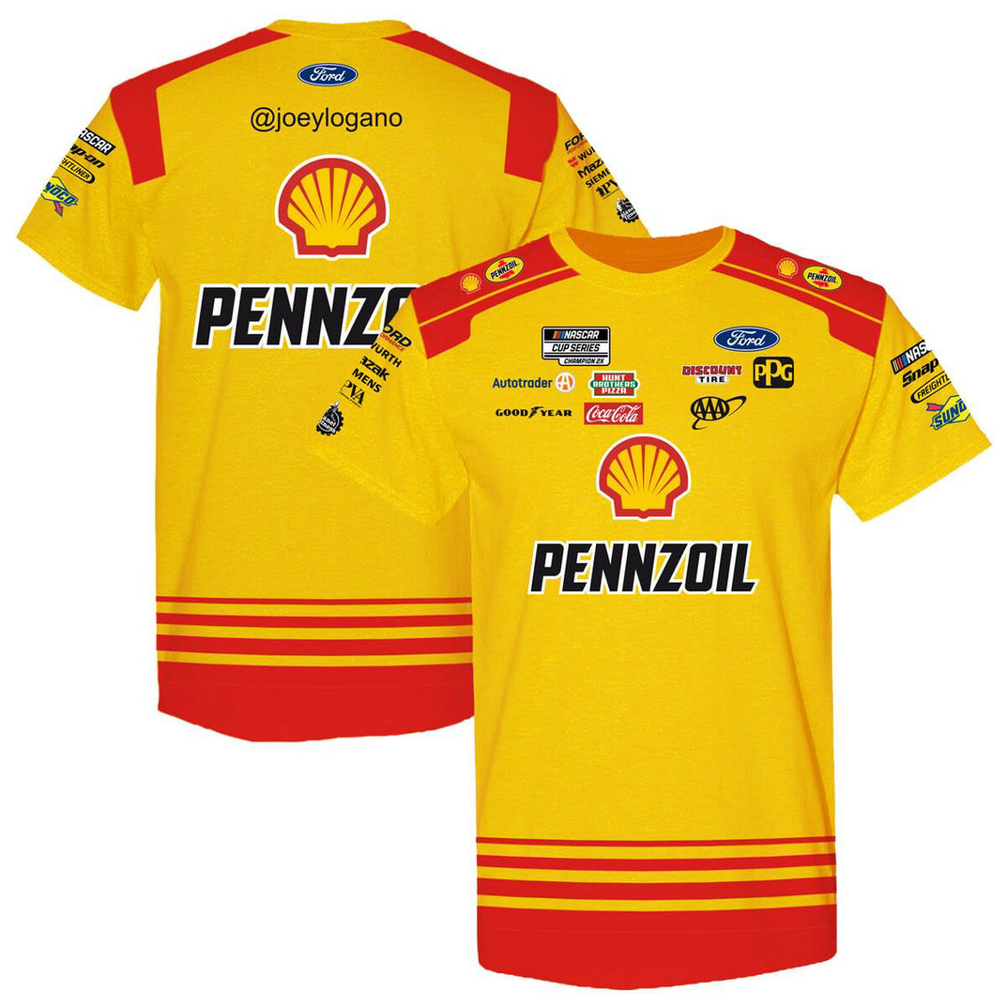 Team Penske Men's Team Penske Yellow/Red Joey Logano Shell-Pennzoil Uniform T-Shirt - Image 2 of 4