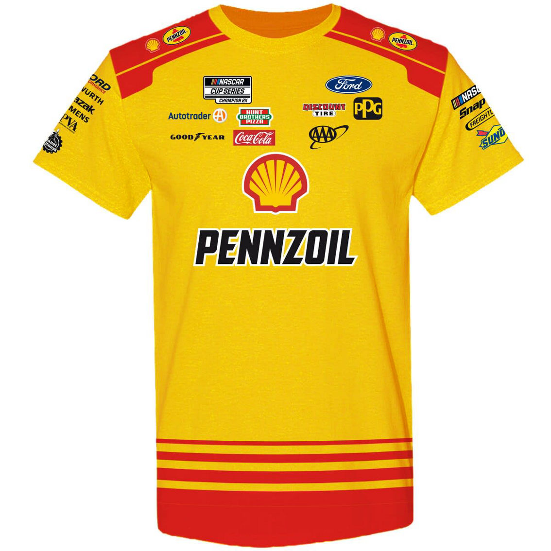Team Penske Men's Team Penske Yellow/Red Joey Logano Shell-Pennzoil Uniform T-Shirt - Image 3 of 4