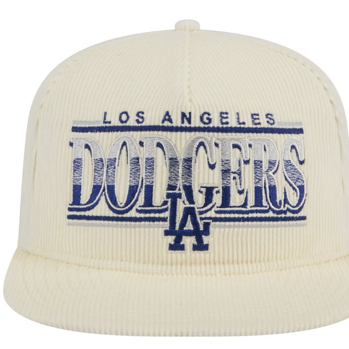 New Era Men's Cream Los Angeles Dodgers Throwback Bar Golfer Corduroy Snapback Hat - Image 3 of 4