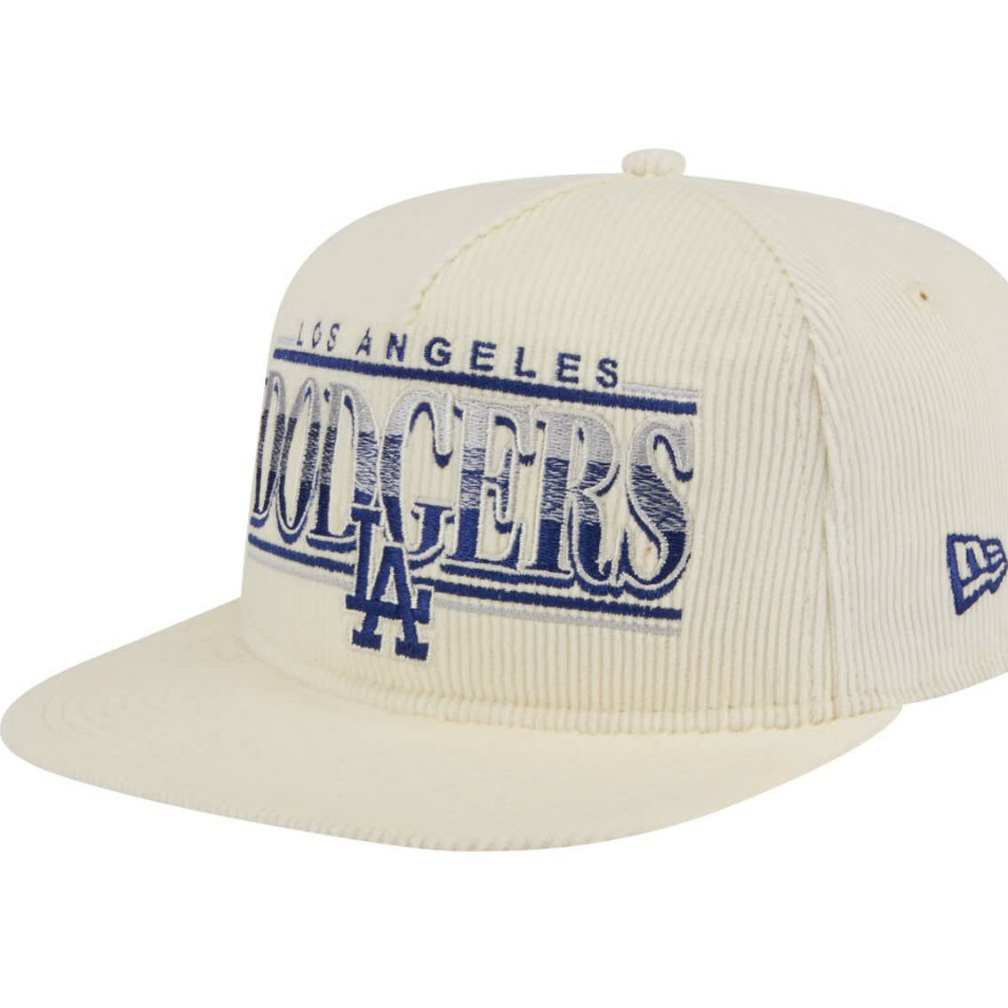New Era Men's Cream Los Angeles Dodgers Throwback Bar Golfer Corduroy Snapback Hat - Image 4 of 4