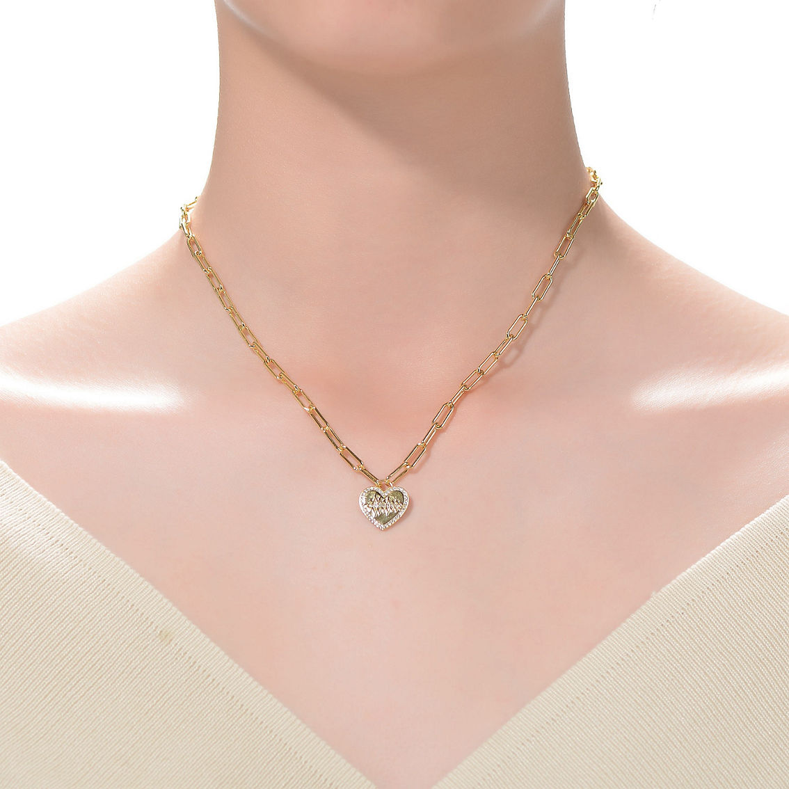 14K Gold Plated Cubic Zirconia Charm Necklace - Image 3 of 3