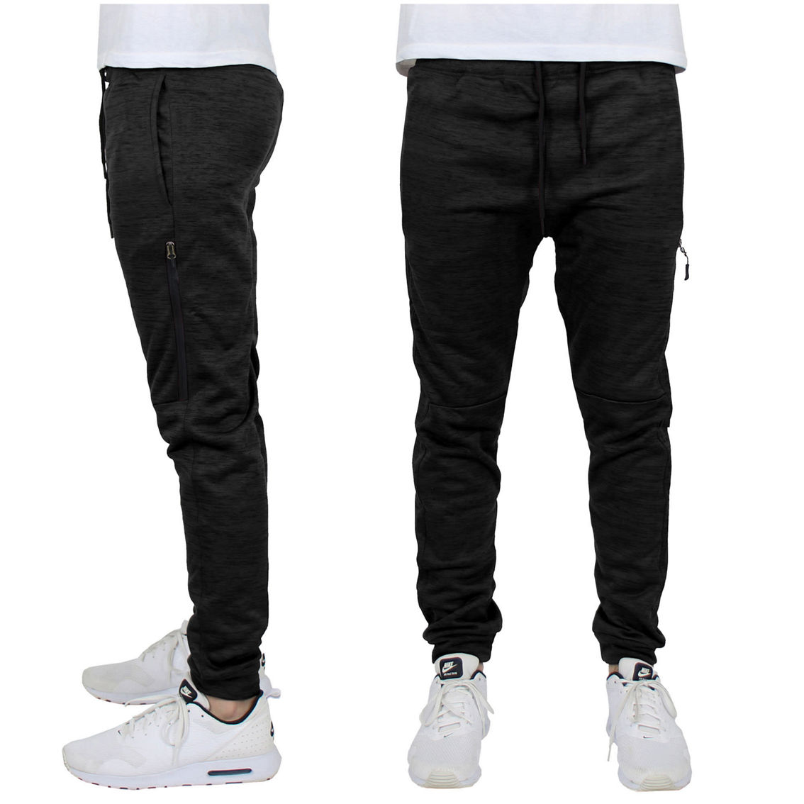 Mens Slim Fit Fleece-Lined Tech Joggers w-Long Zipper Side Pocket - Image 2 of 2