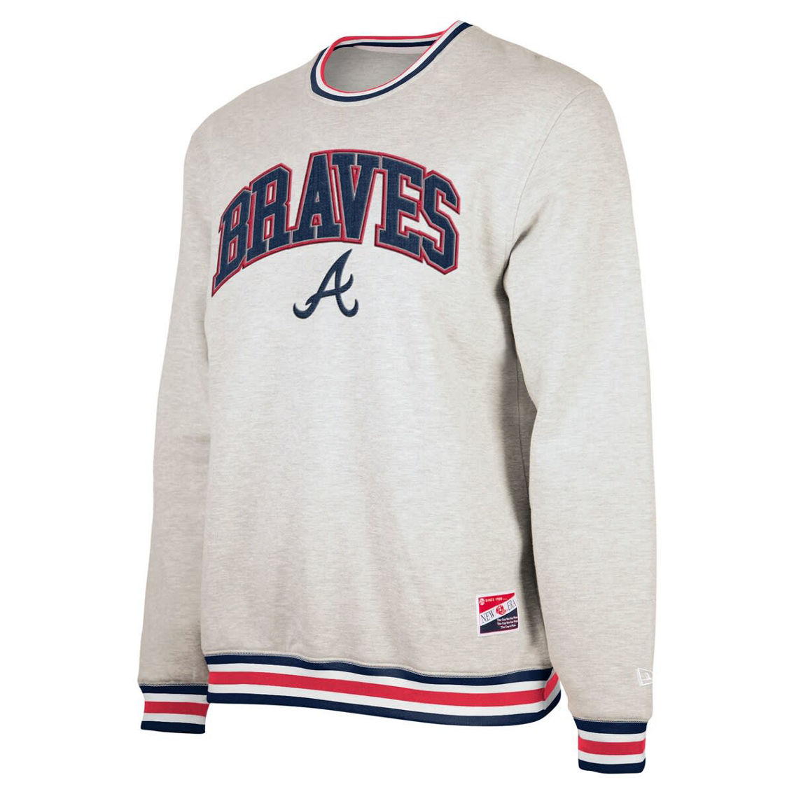 New Era Men's Heather Gray Atlanta Braves Throwback Classic Pullover Sweatshirt - Image 3 of 4