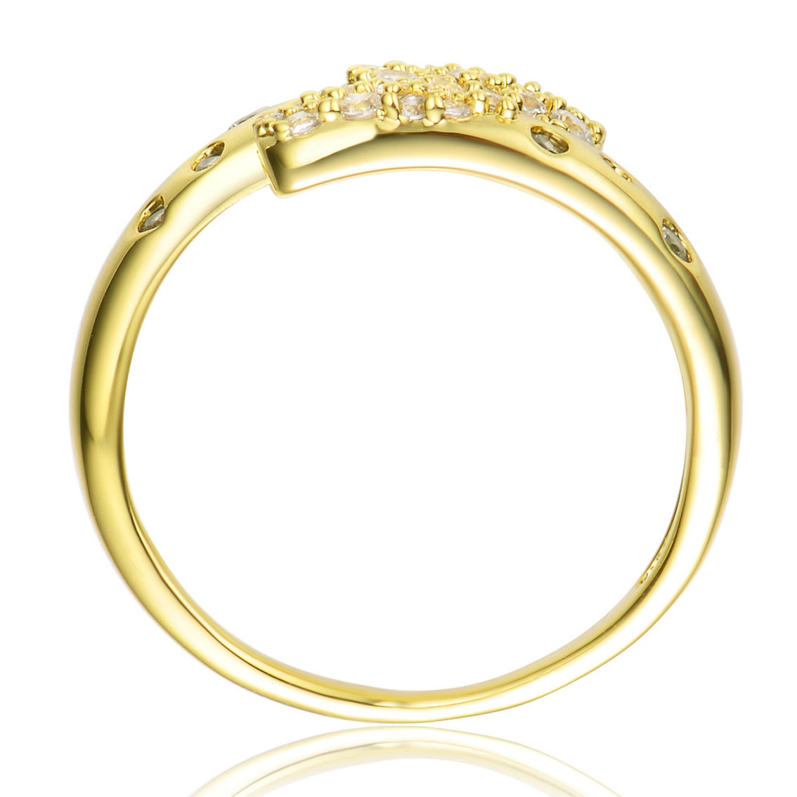Gold Plated Clear Cubic Zirconia Bypass Ring - Image 2 of 3