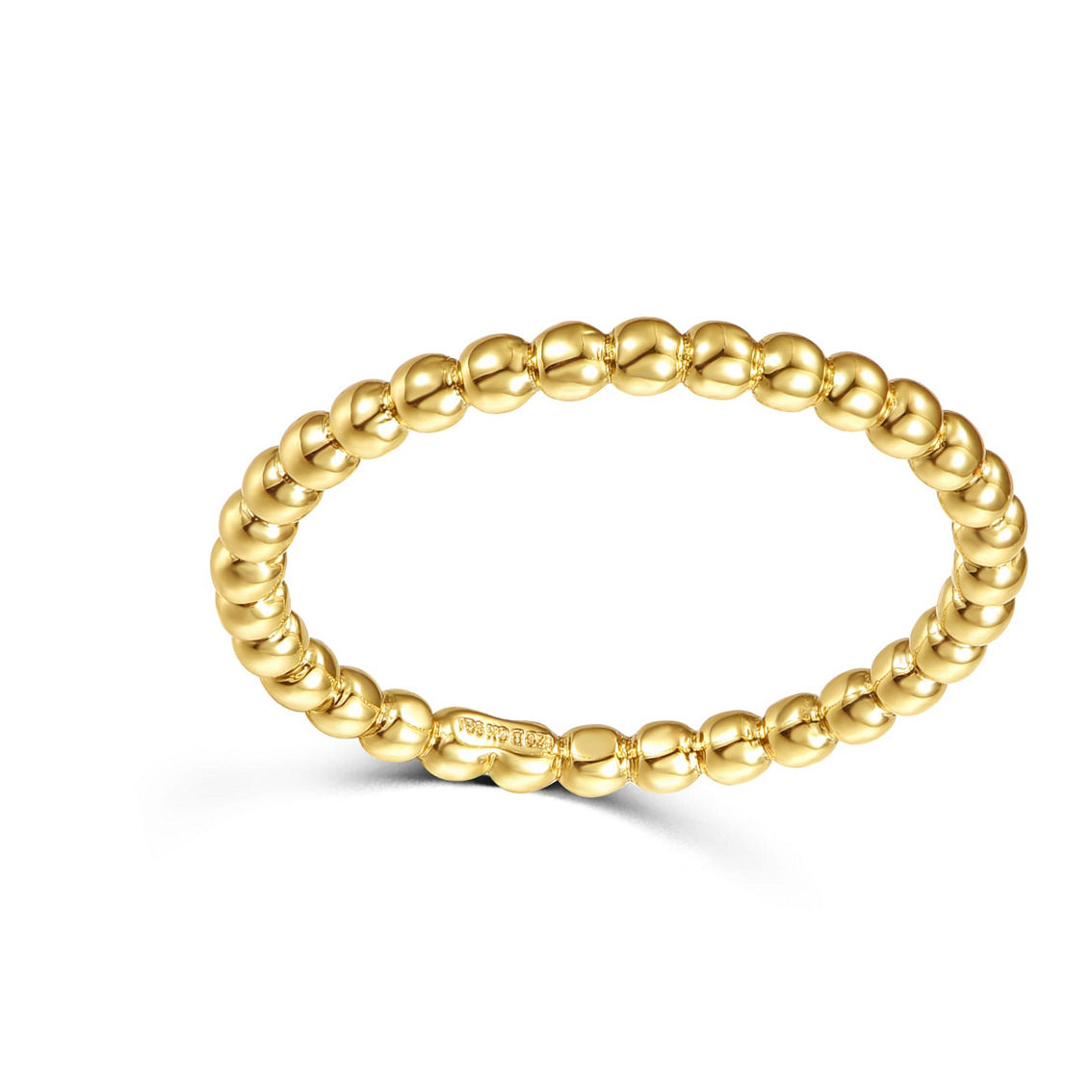 14k Yellow Gold Plated Beaded Stacking Ring Wedding Band - Image 2 of 4