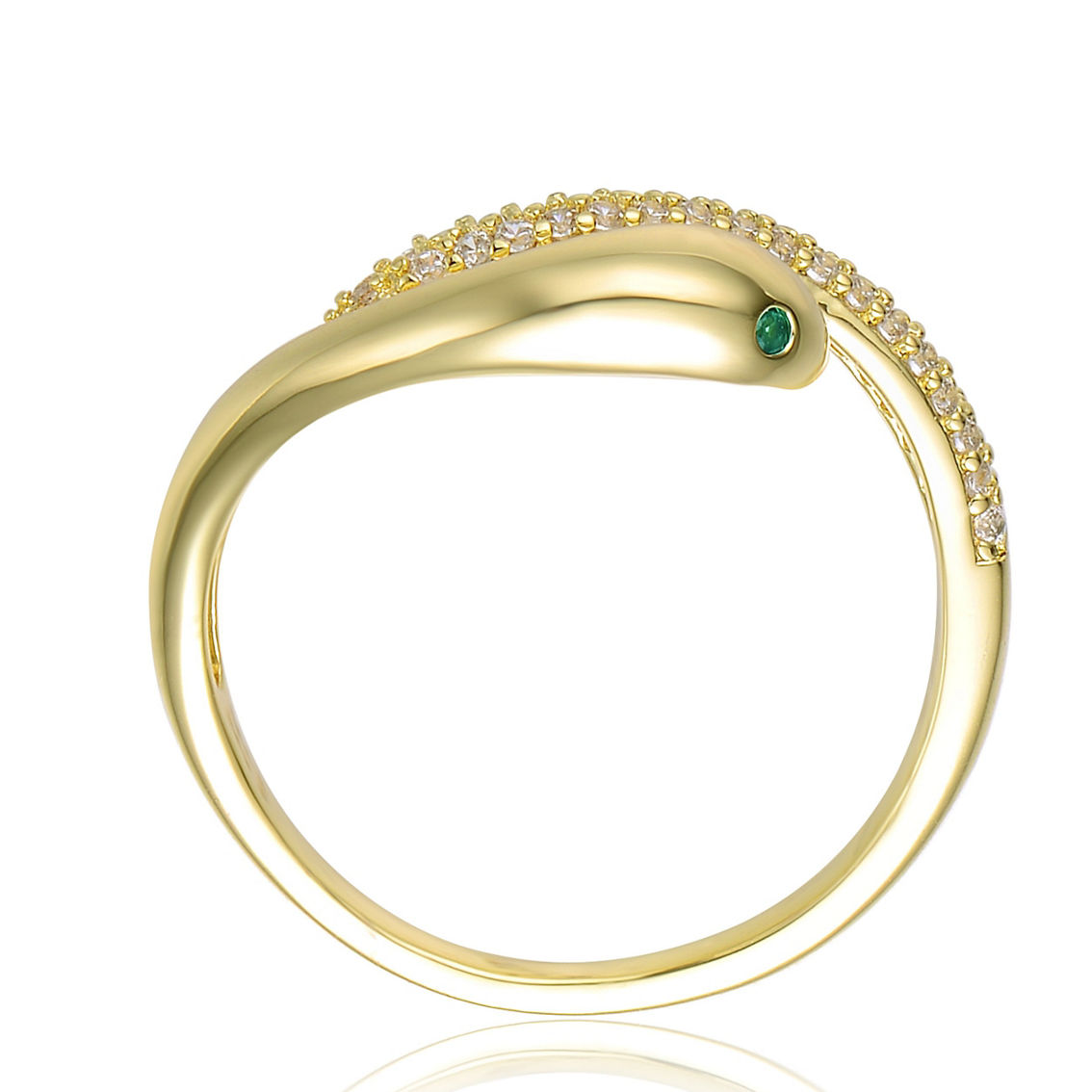 14K Gold Plated Cubic Zirconia Snake Bypass Ring - Image 2 of 2