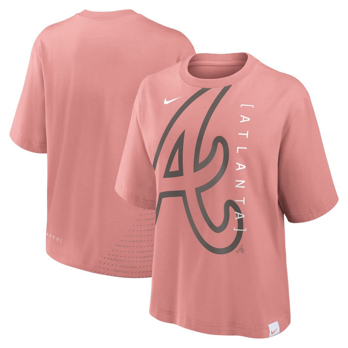 Nike Women's Pink Atlanta Braves Statement Boxy T-Shirt - Image 2 of 4