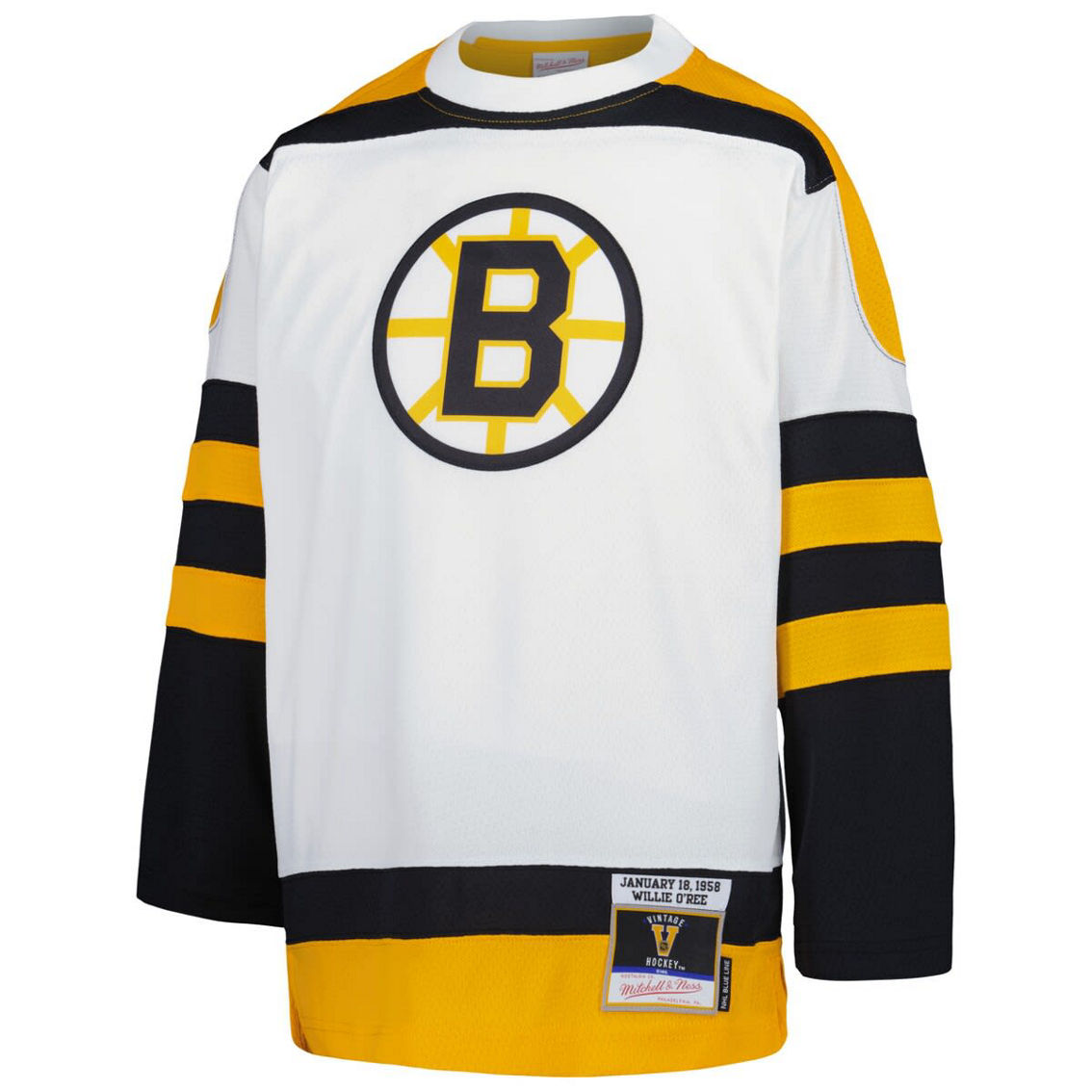 Mitchell & Ness Youth Willie O'Ree White Boston Bruins 1958 Blue Line Player Jersey - Image 3 of 4