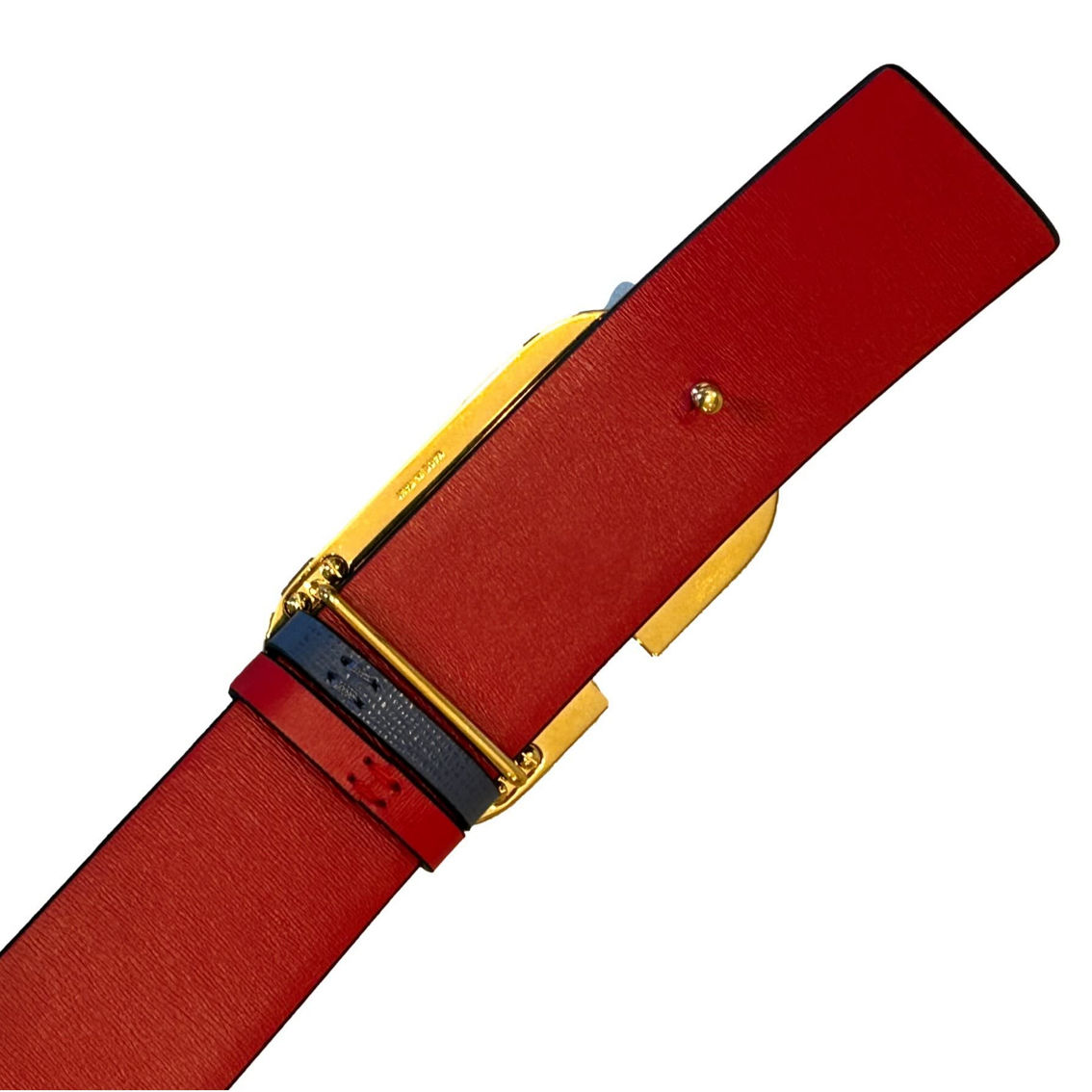 Valentino Garavani VLogo Stud Reversible Belt Size 95 Gray Red Leather (New) - Image 5 of 5