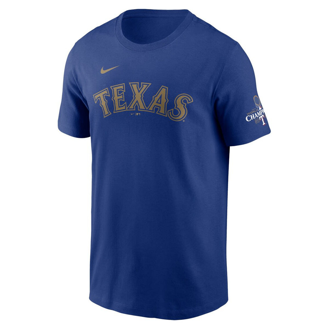 Nike Men's Royal Texas Rangers 2024 Gold Collection Wordmark T-Shirt - Image 3 of 4