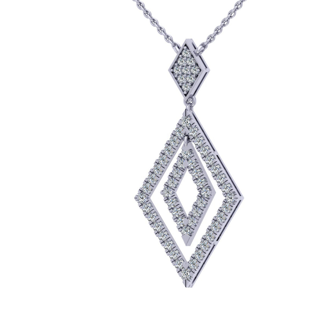14K White Gold 2 cttw Diamond Geometric Necklace. - Image 2 of 2