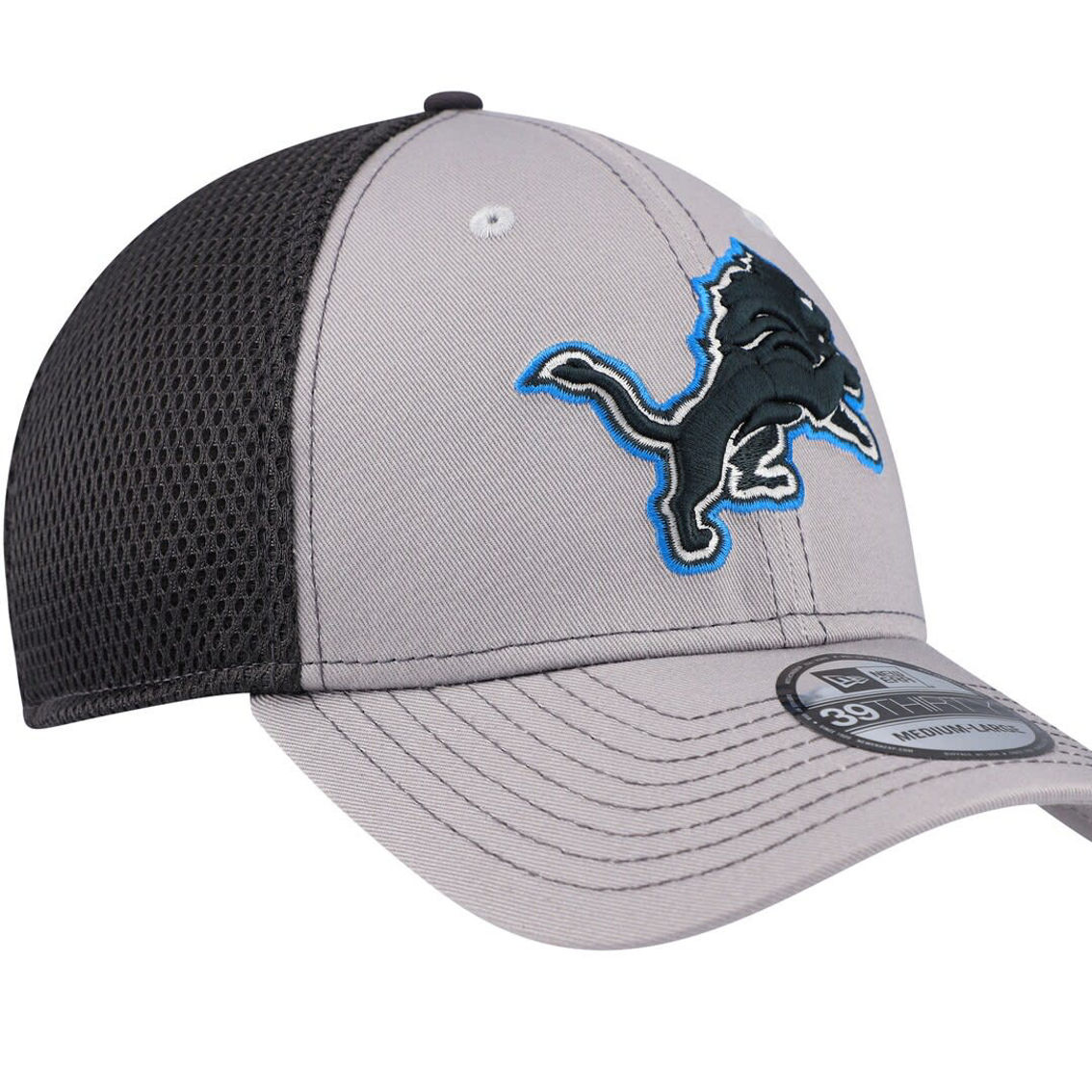 New Era Men's Gray/Graphite Detroit Lions Grayed Out Neo Logo 39THIRTY Flex Hat - Image 4 of 4