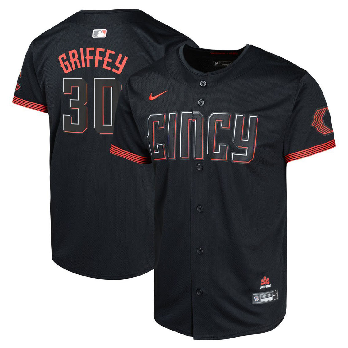 Nike Youth Ken Griffey Jr. Black Cincinnati Reds City Connect Limited Player Jersey - Image 2 of 4