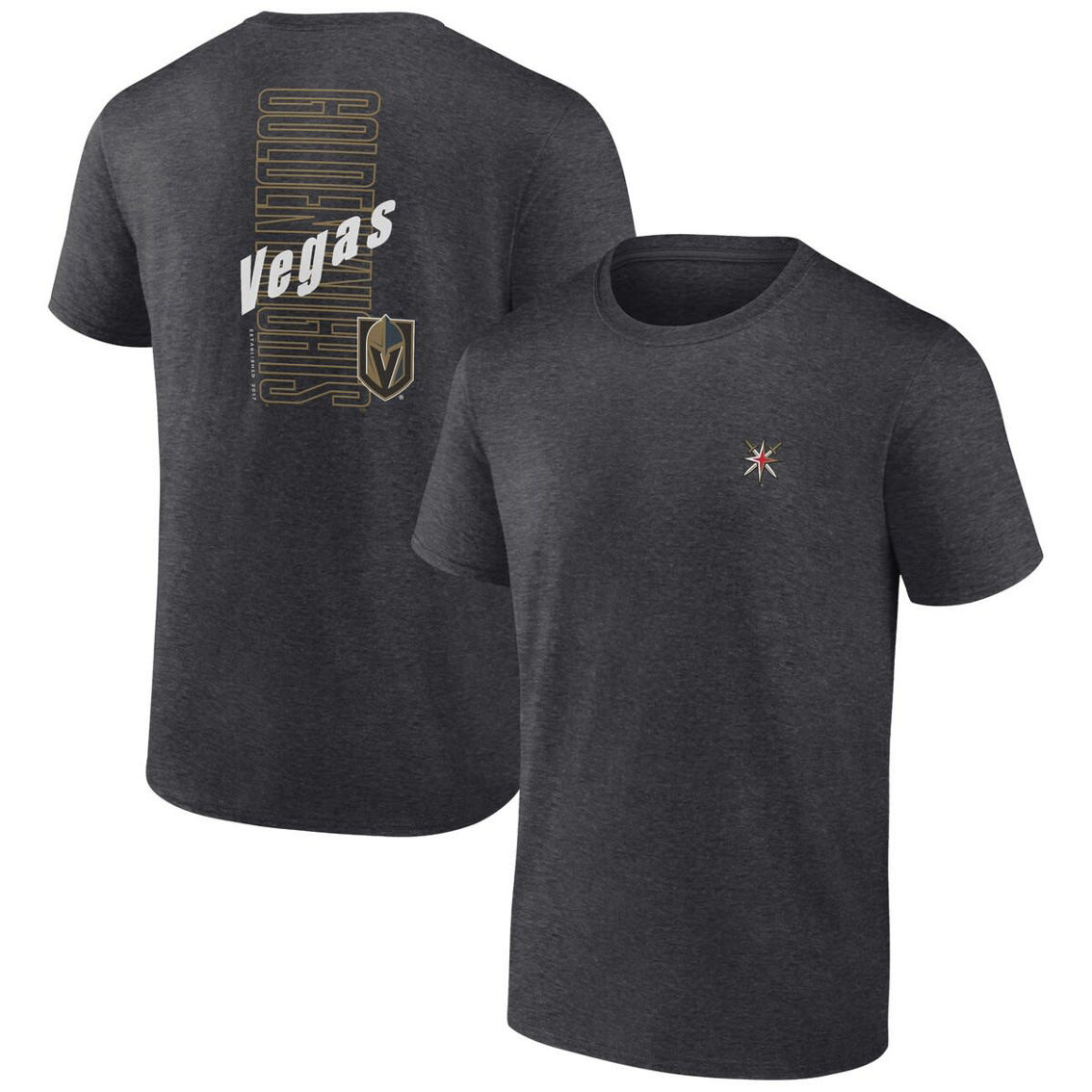 Fanatics Branded Men's Heather Charcoal Vegas Golden Knights Backbone T-Shirt - Image 2 of 4
