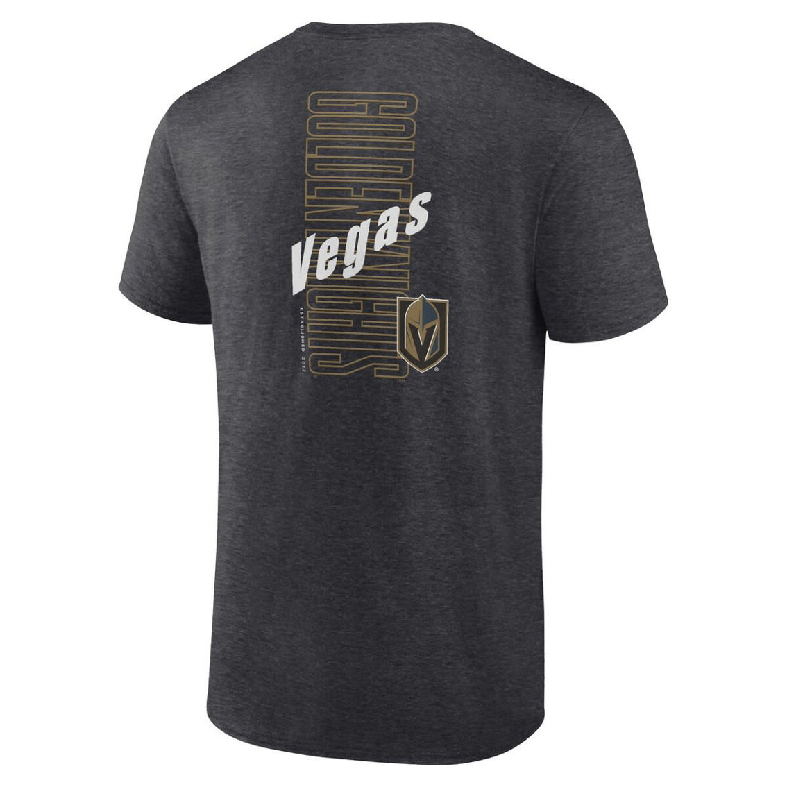 Fanatics Branded Men's Heather Charcoal Vegas Golden Knights Backbone T-Shirt - Image 4 of 4