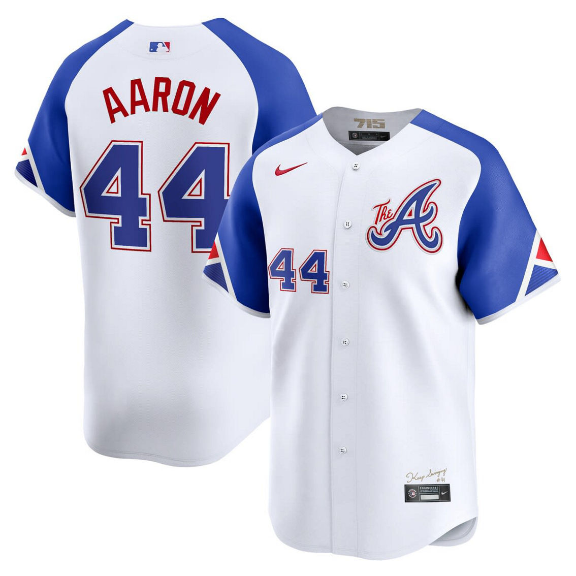 Nike Men's Hank Aaron White Atlanta Braves City Connect Retired Player Jersey - Image 2 of 4