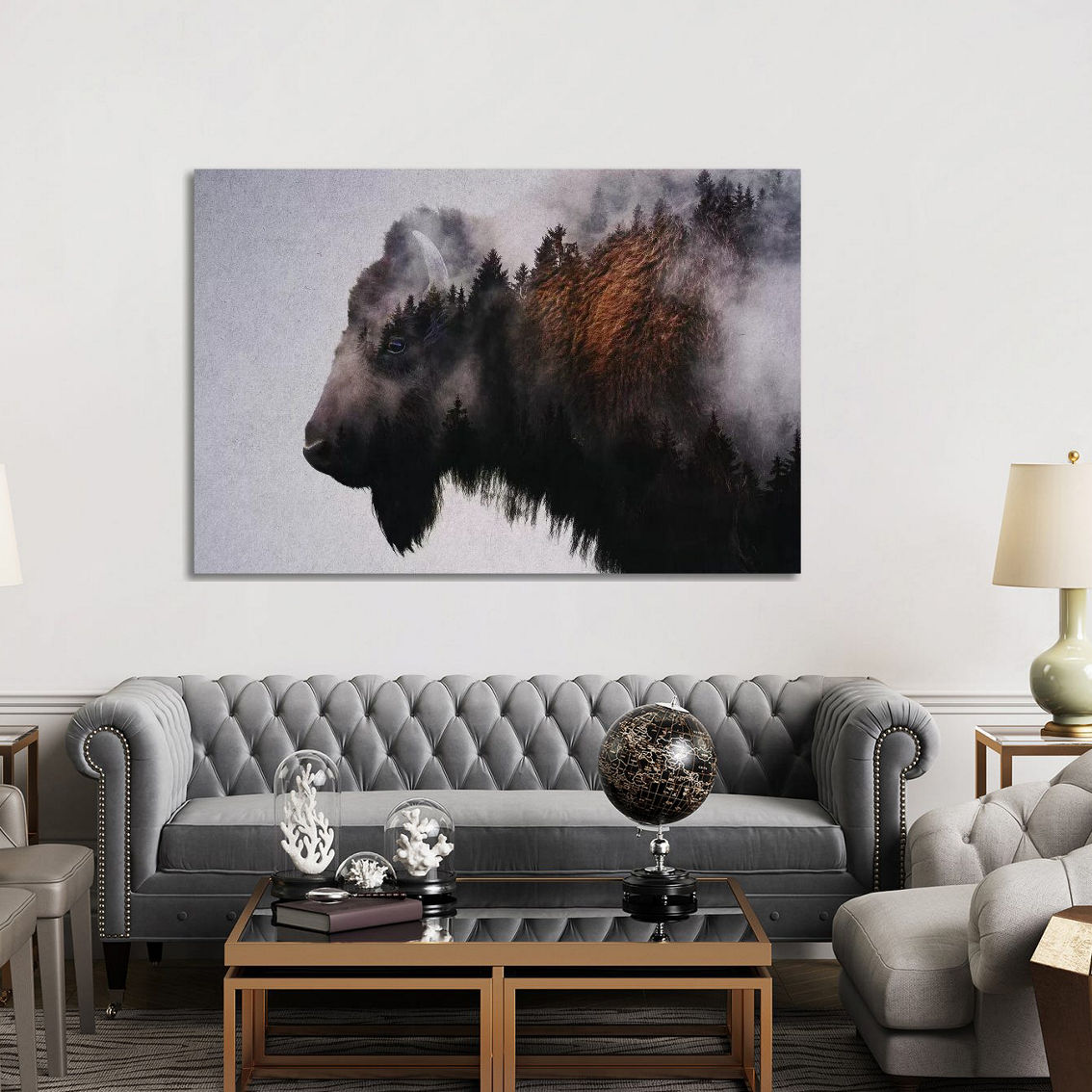 Bison Photography Stylish Canvas Art Print by Andreas Lie - Large Art - Image 2 of 2