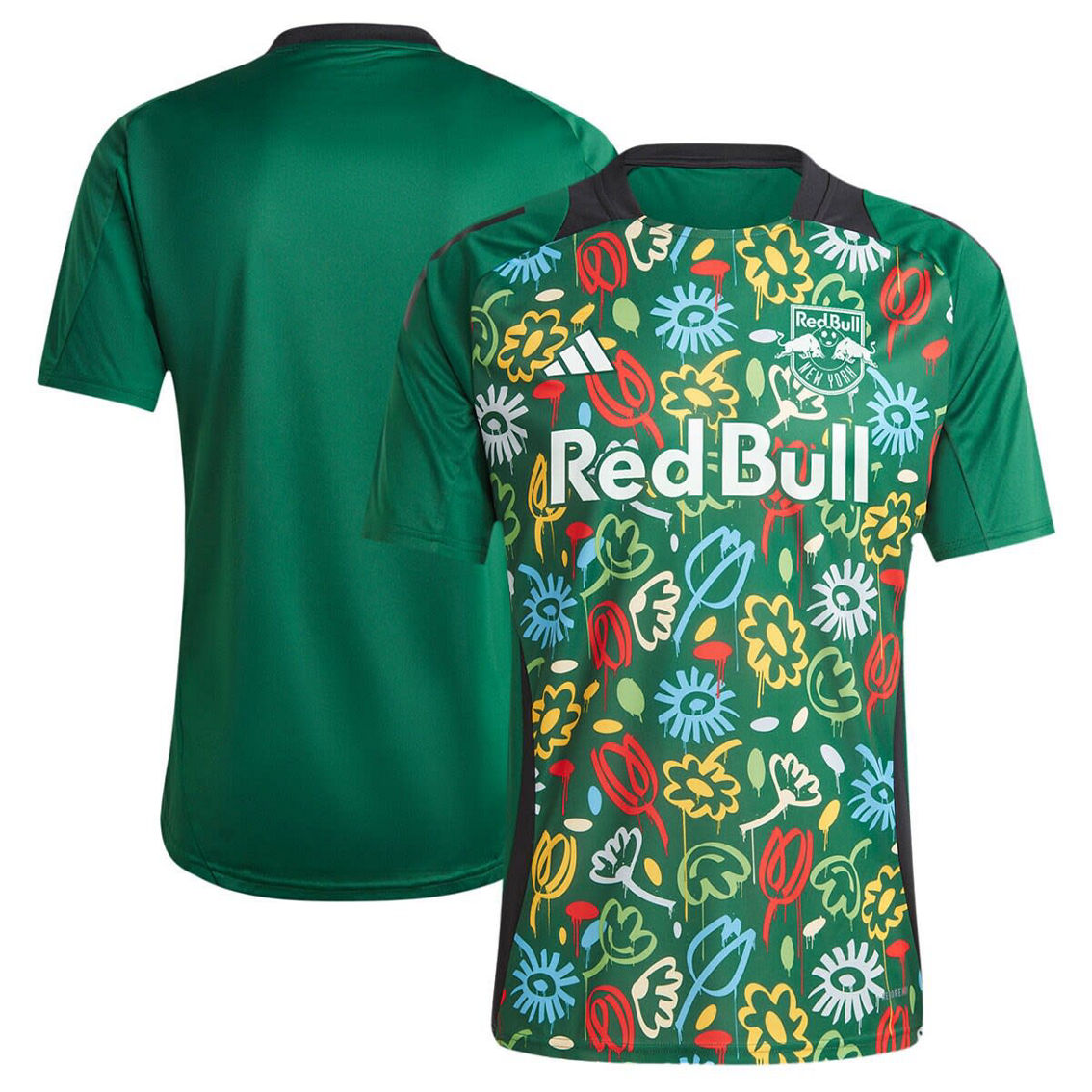 adidas Men's Green New York Red Bulls 2024 One Planet Pre-Match Top - Image 2 of 4