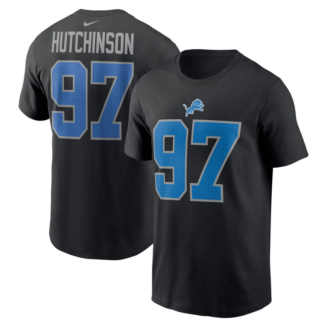Nike Men's Aidan Hutchinson Black Detroit Lions Player Name & Number T-Shirt - Image 2 of 4