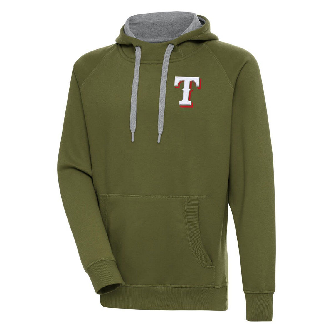 Antigua Men's Olive Texas Rangers Victory Pullover Hoodie - Image 2 of 2