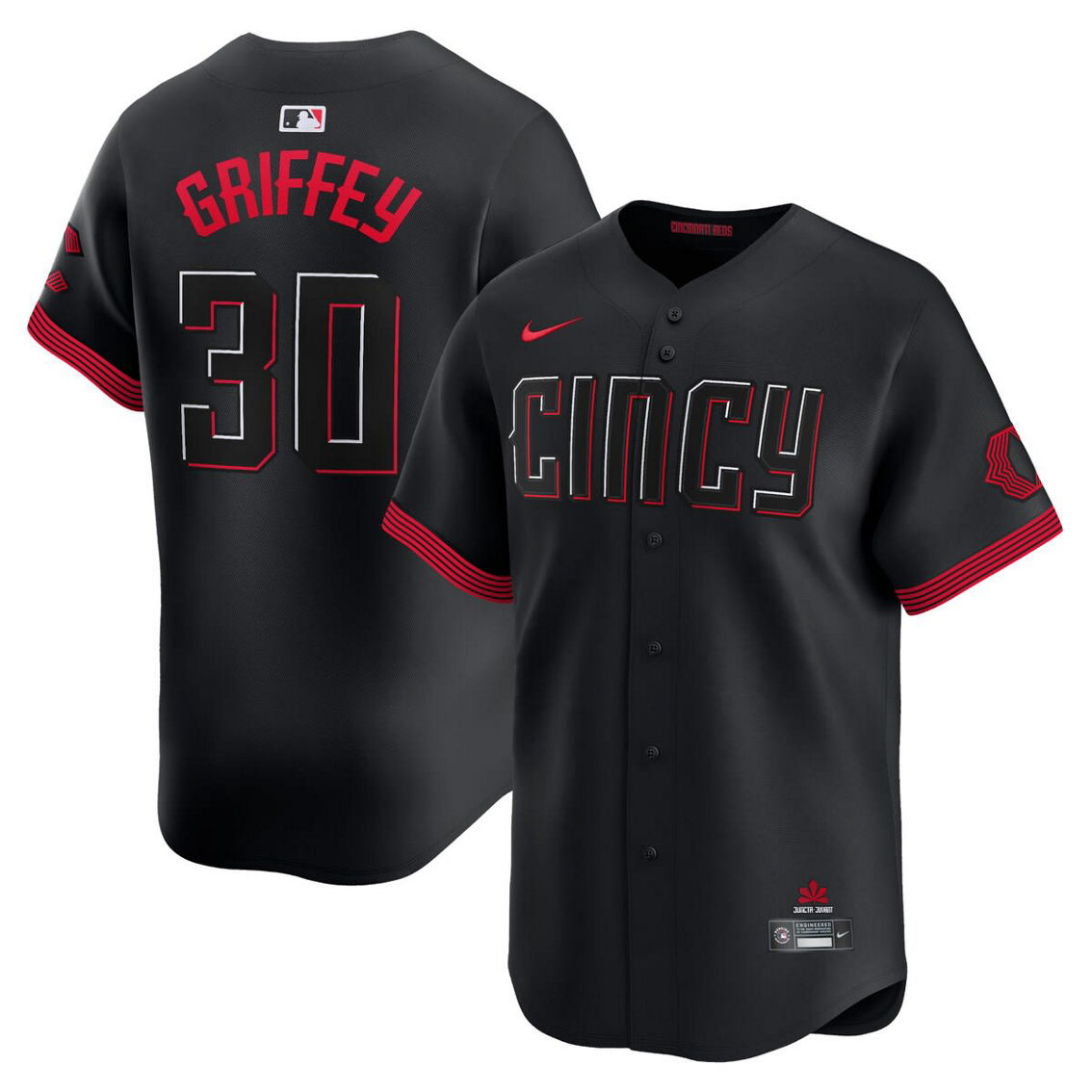 Nike Men's Ken Griffey Jr. Black Cincinnati Reds City Connect Limited Player Jersey - Image 2 of 4