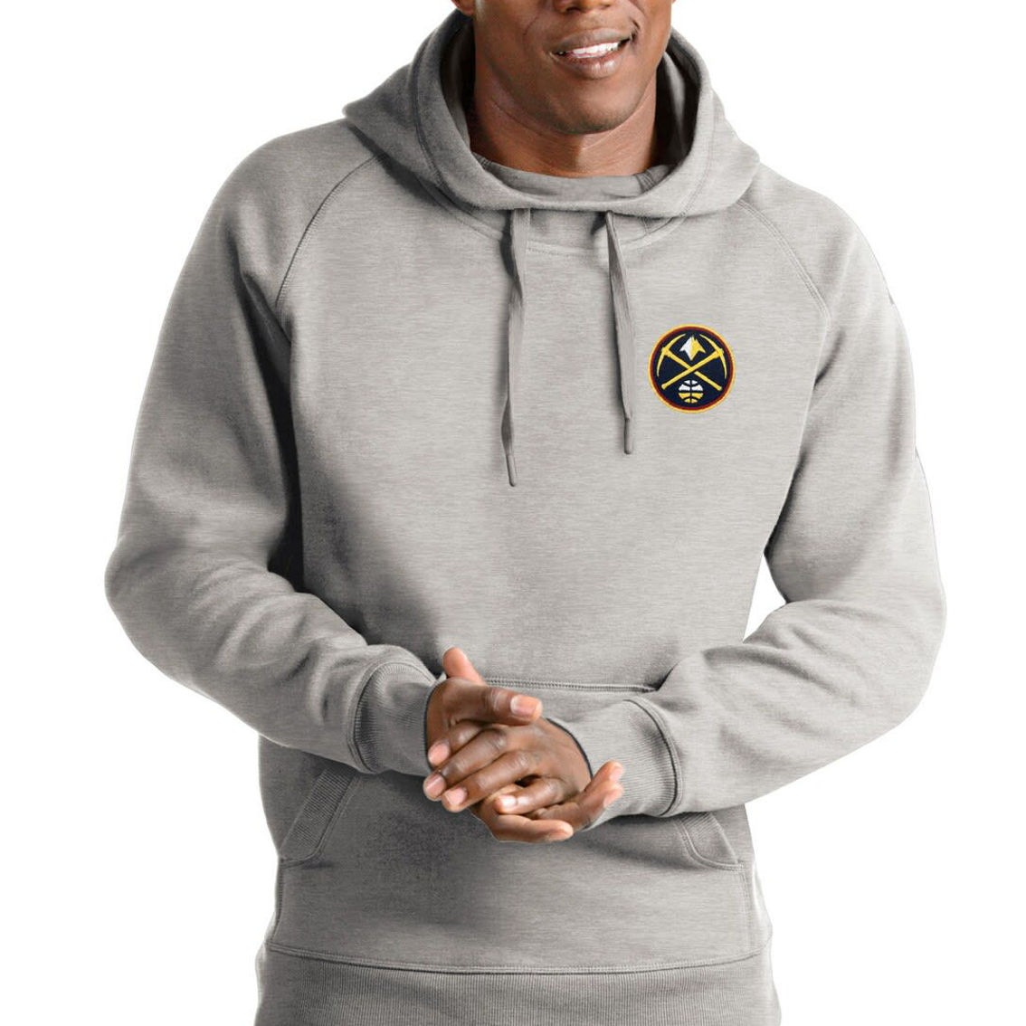 Antigua Men's Heathered Gray Denver Nuggets Victory Pullover Hoodie - Image 2 of 2