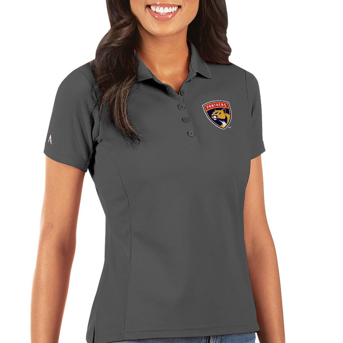 Antigua Women's Charcoal Florida Panthers Legacy Pique Polo - Image 2 of 2