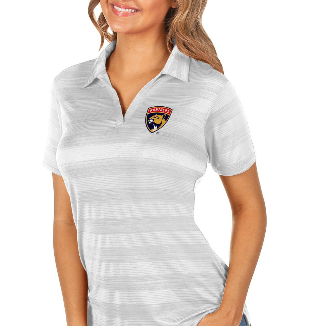 Antigua Women's White Florida Panthers Compass Polo - Image 2 of 2