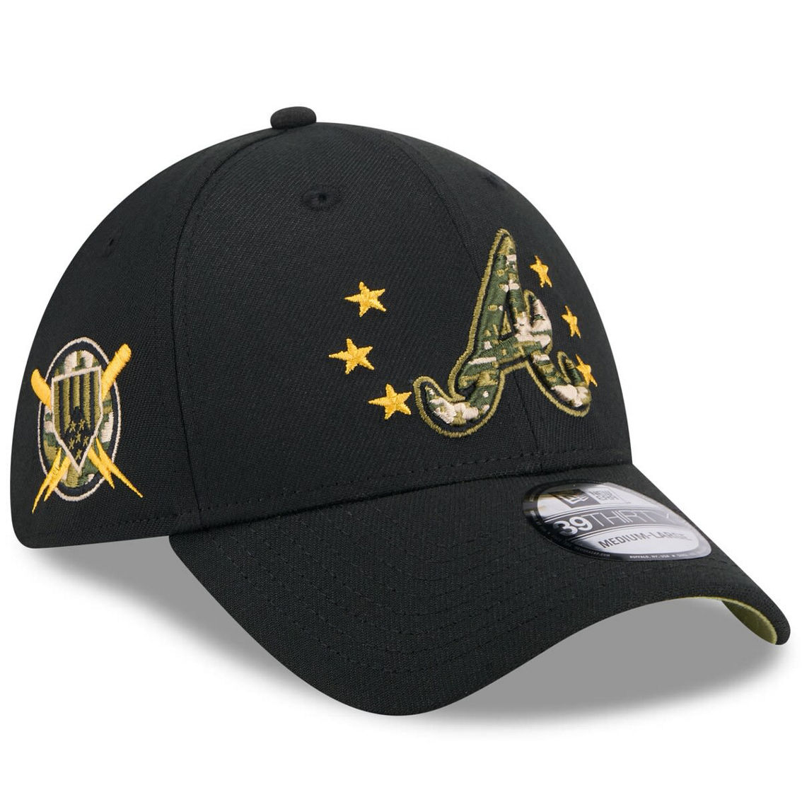 New Era Black Atlanta Braves 2024 Armed Forces Day 39THIRTY Flex Hat - Image 2 of 4