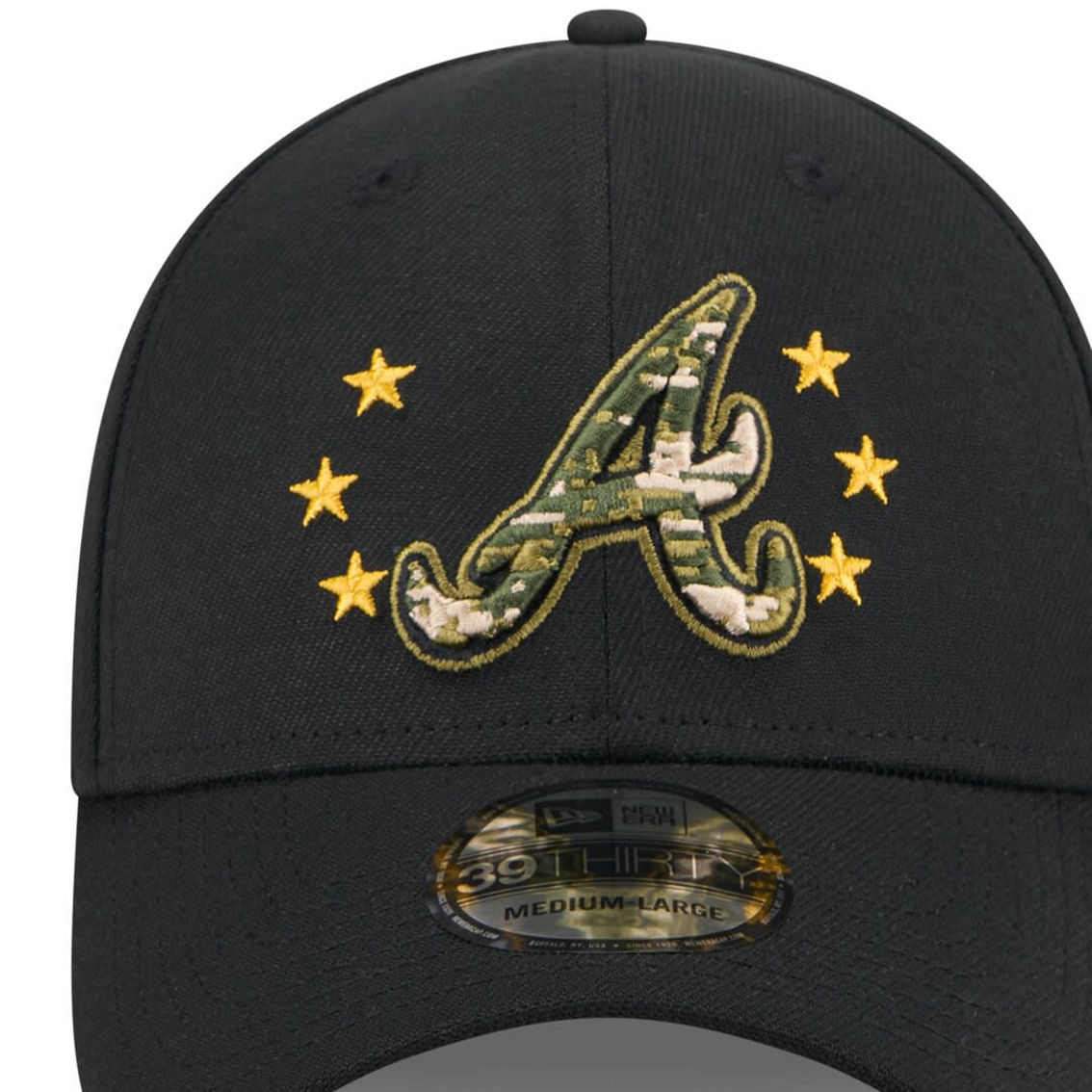 New Era Black Atlanta Braves 2024 Armed Forces Day 39THIRTY Flex Hat - Image 3 of 4