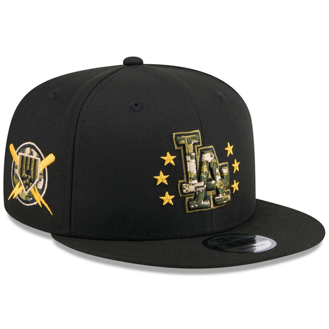 New Era Men's Black Los Angeles Dodgers 2024 Armed Forces Day 9FIFTY Snapback Hat - Image 2 of 4
