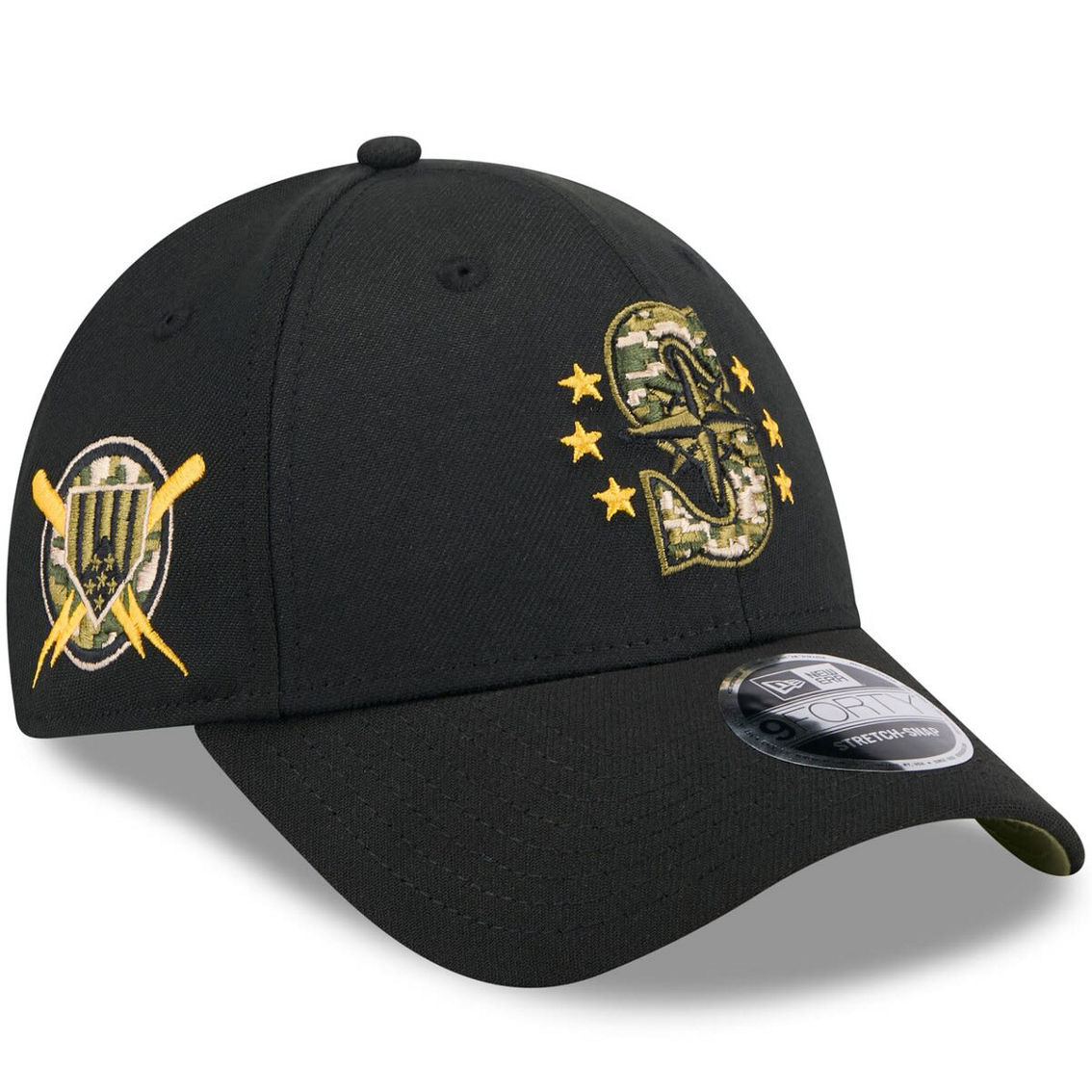 New Era Men's Black Seattle Mariners 2024 Armed Forces Day 9FORTY Adjustable Hat - Image 2 of 4