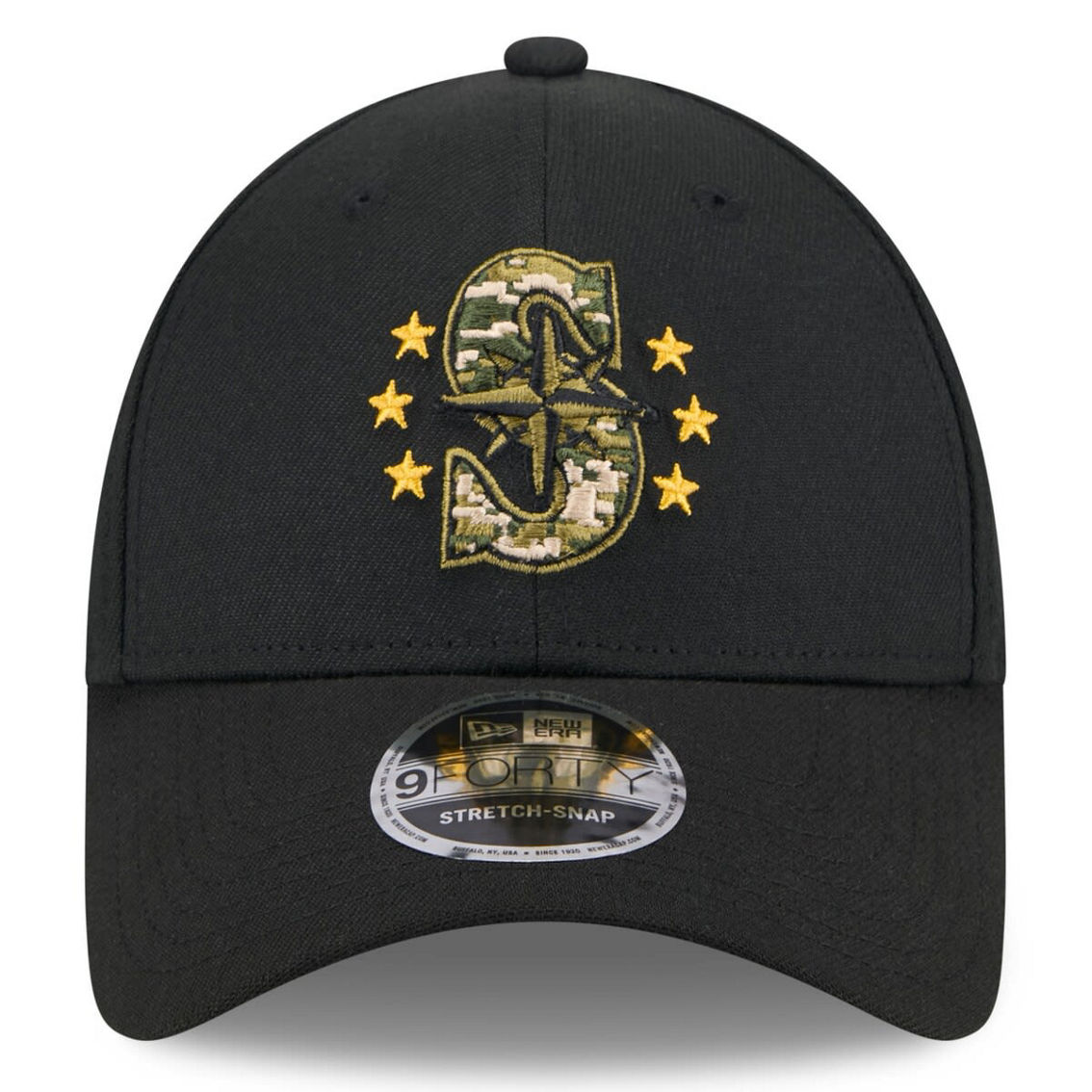 New Era Men's Black Seattle Mariners 2024 Armed Forces Day 9FORTY Adjustable Hat - Image 3 of 4