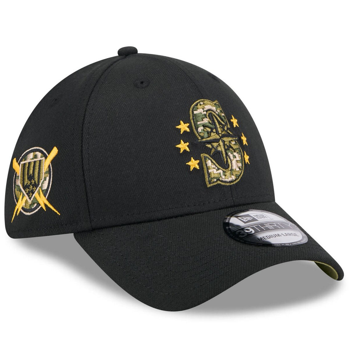 New Era Black Seattle Mariners 2024 Armed Forces Day 39THIRTY Flex Hat - Image 2 of 4