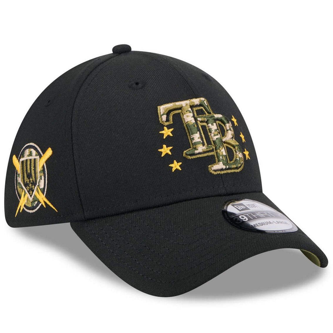 New Era Black Tampa Bay Rays 2024 Armed Forces Day 39THIRTY Flex Hat - Image 2 of 4