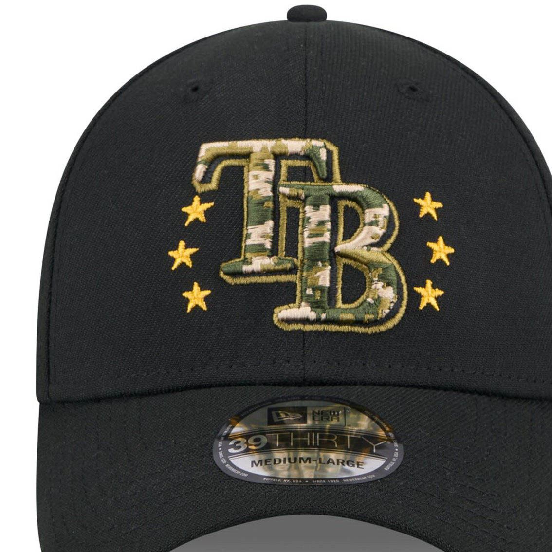 New Era Black Tampa Bay Rays 2024 Armed Forces Day 39THIRTY Flex Hat - Image 3 of 4