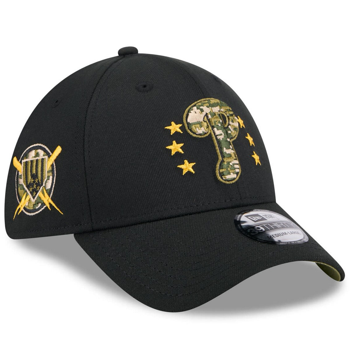 New Era Black Philadelphia Phillies 2024 Armed Forces Day 39THIRTY Flex Hat - Image 2 of 4