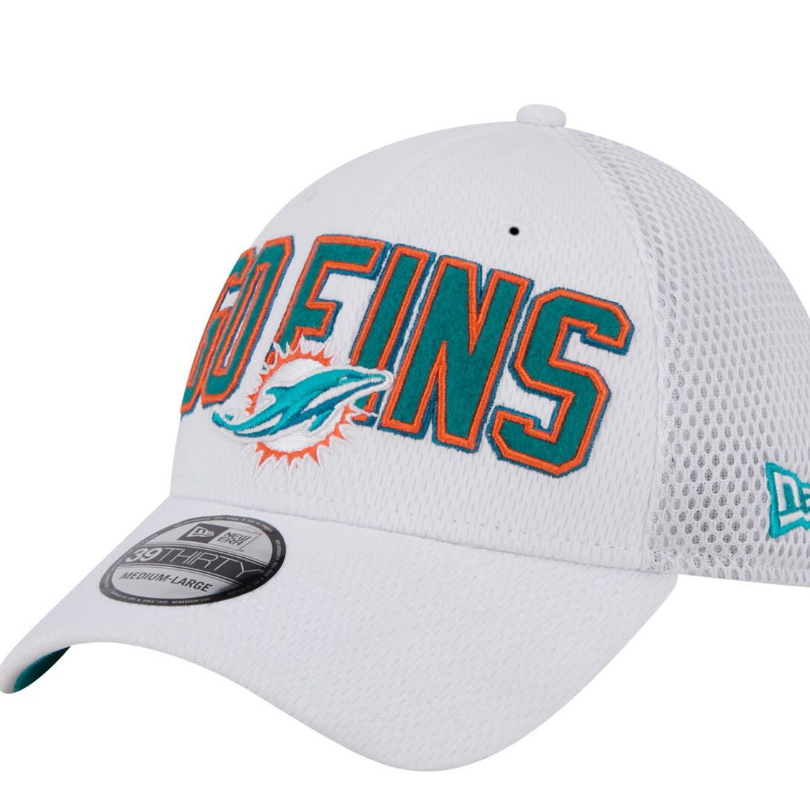 New Era Men's White Miami Dolphins Breakers 39THIRTY Flex Hat - Image 2 of 4
