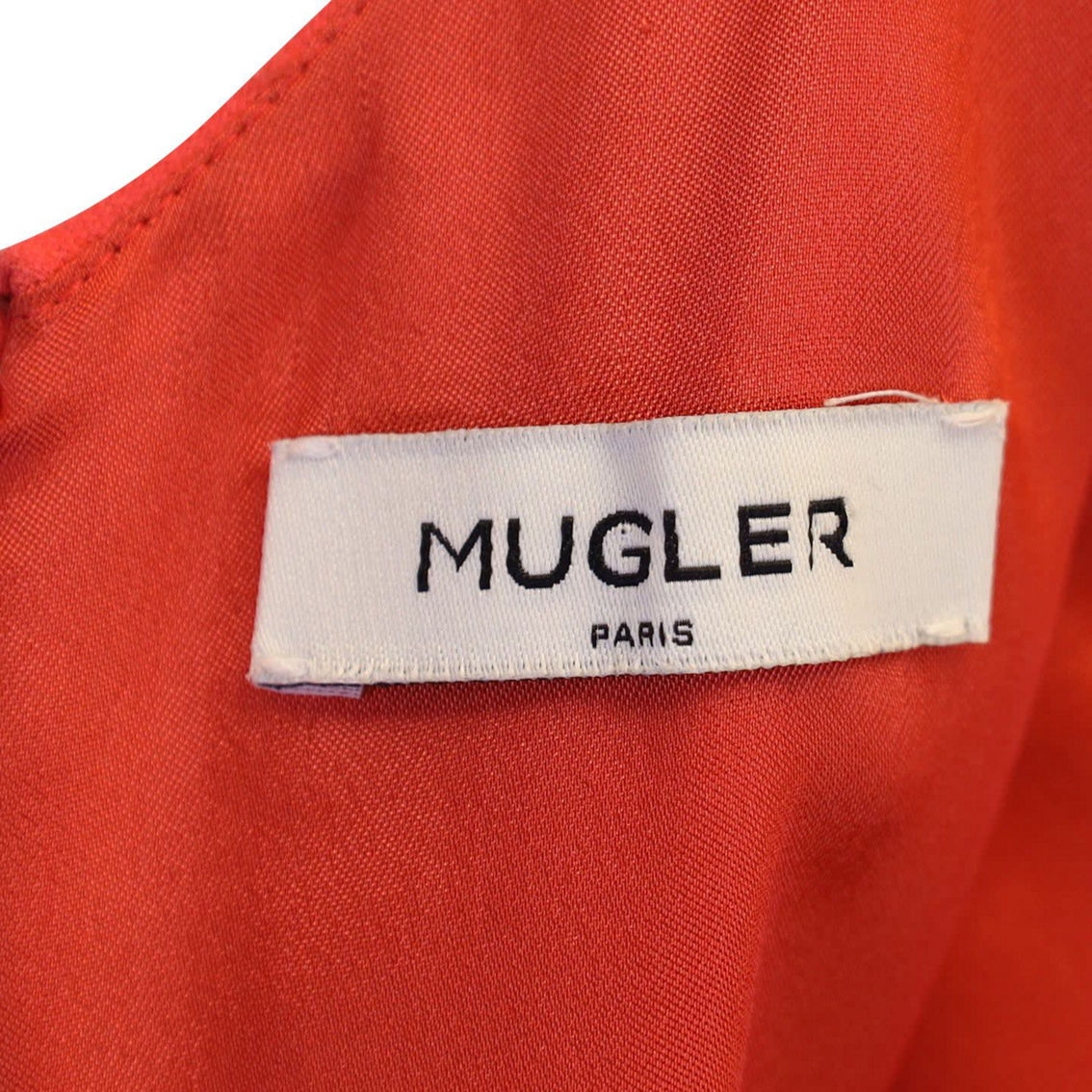 Mugler Cutout Asymmetric Dress in Orange Viscose (Pre-Owned) - Image 3 of 3