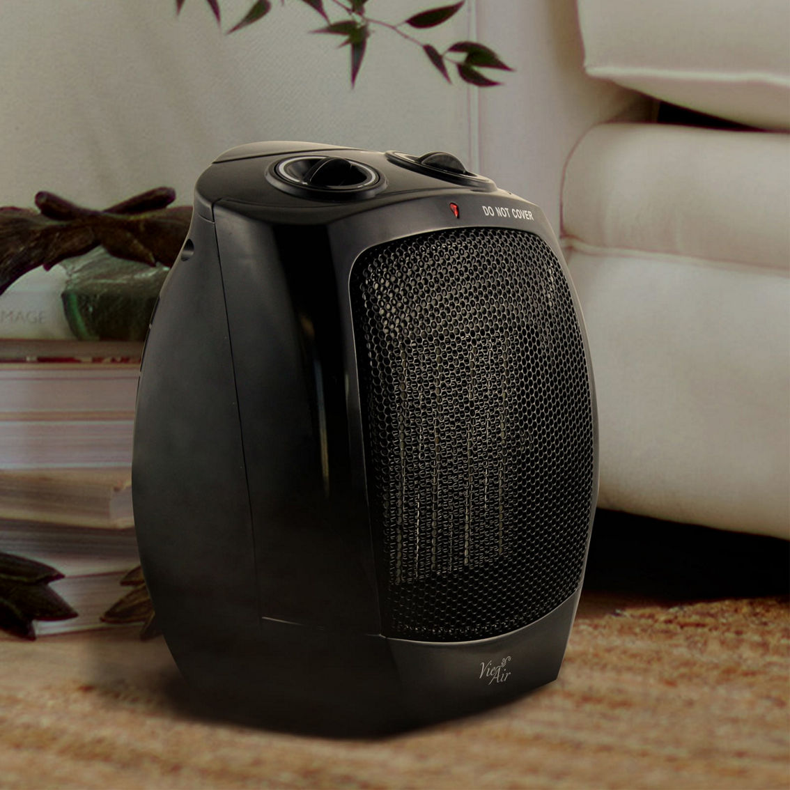 Vie Air 1500W Portable 2-Settings Office Black Ceramic Heater with Adjustable Th - Image 4 of 5