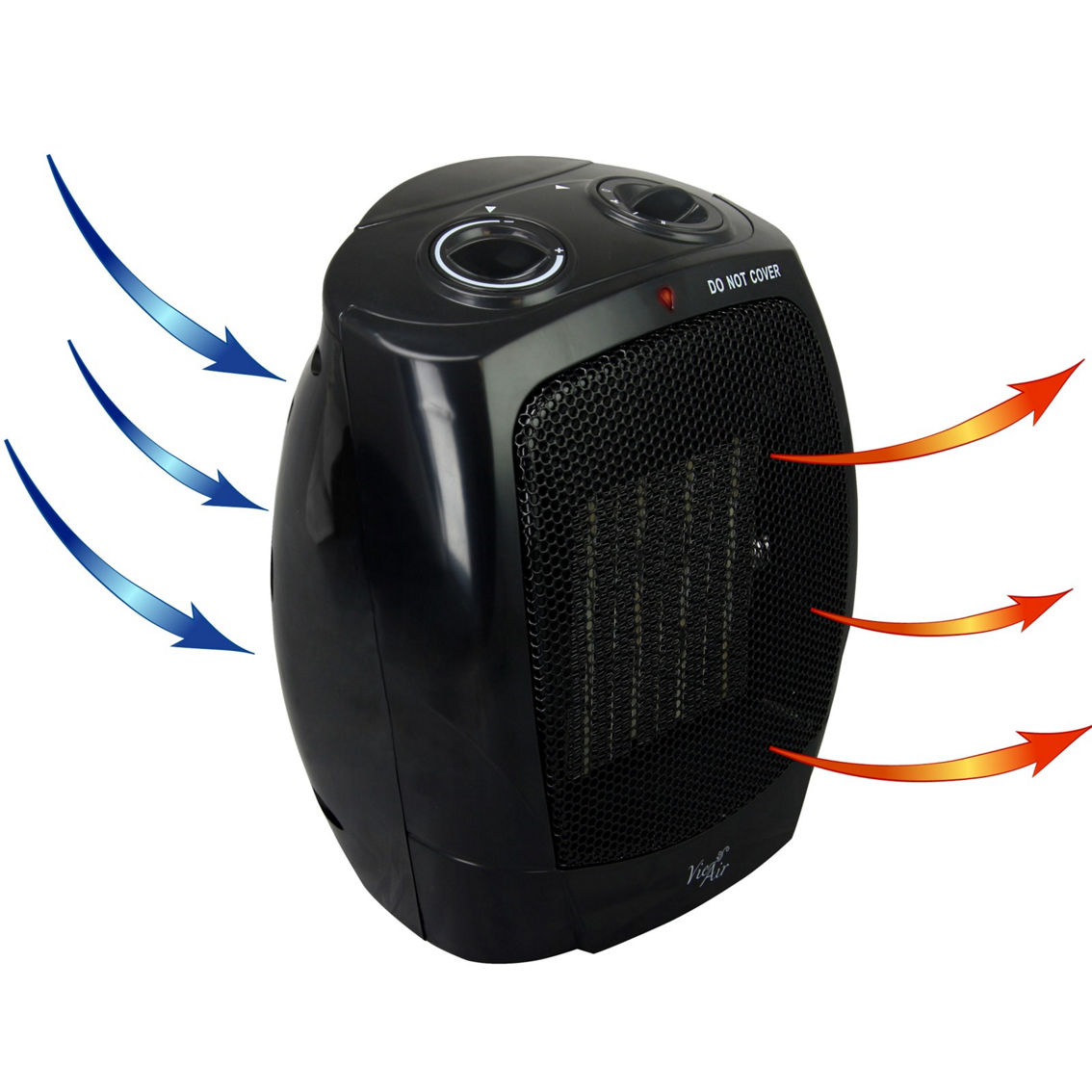 Vie Air 1500W Portable 2-Settings Office Black Ceramic Heater with Adjustable Th - Image 5 of 5