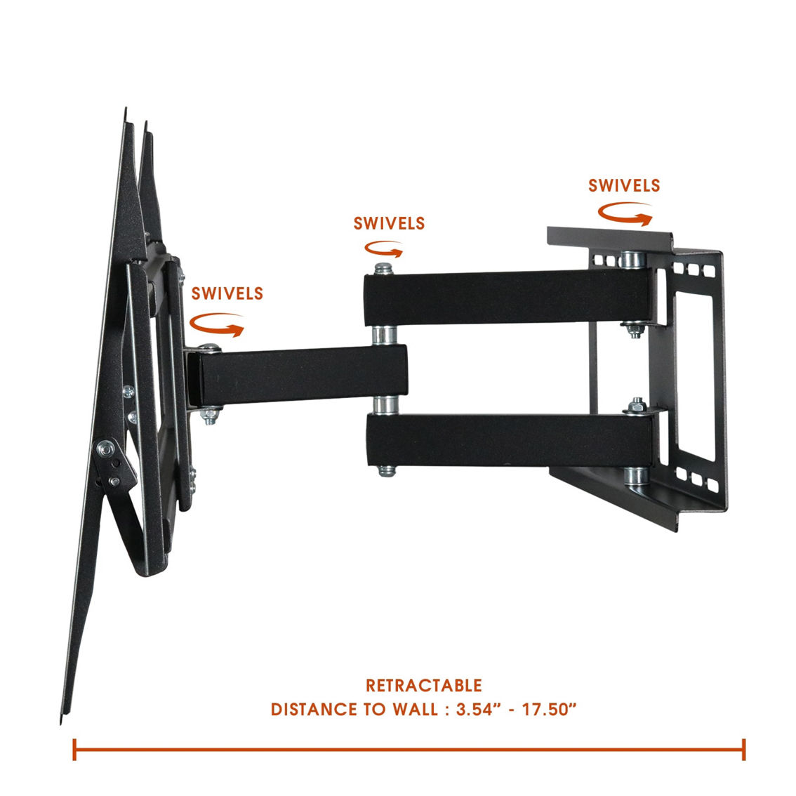 MegaMounts Full Motion Television Wall Mount with Bubble Level for 32-70 Inch Di - Image 4 of 4