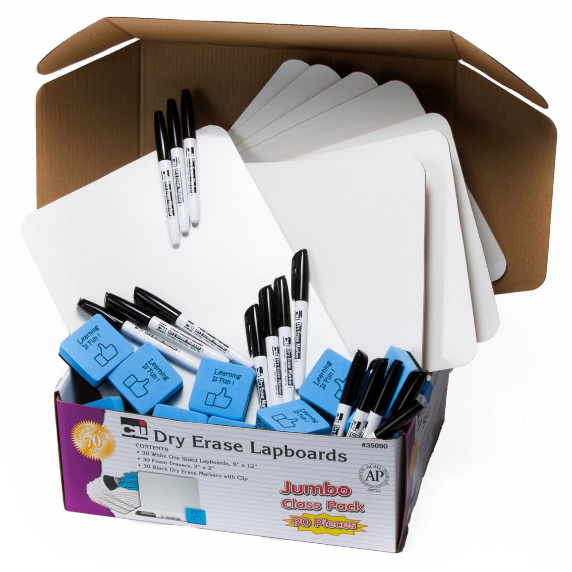 Charles Leonard Dry Erase Board Class Pack, 30 Each of Boards, Markers, & Erasers - Image 3 of 5