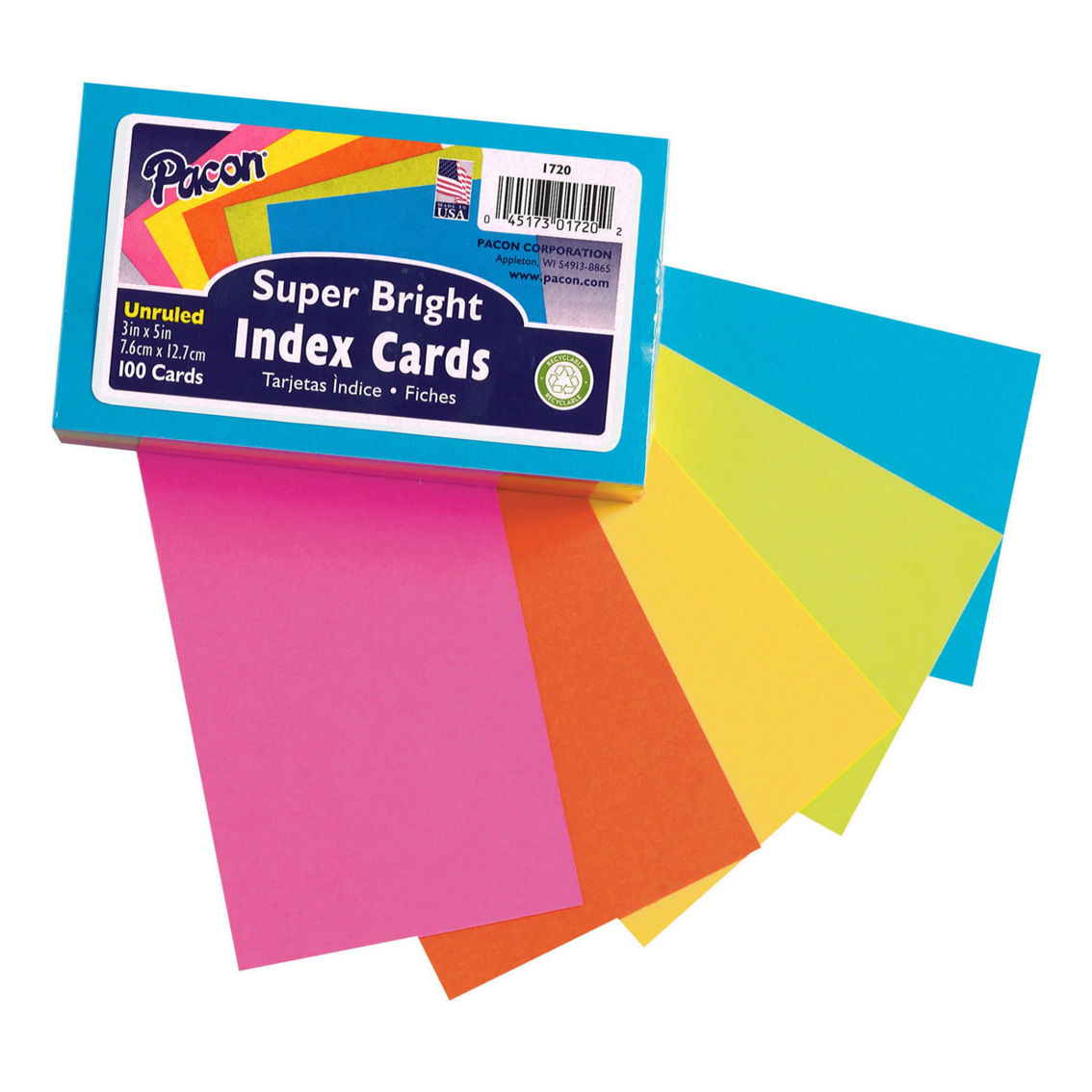 Pacon® Index Cards, 5 Super Bright Assorted Colors, 100 Cards Per Pack, 6 Packs - Image 2 of 2